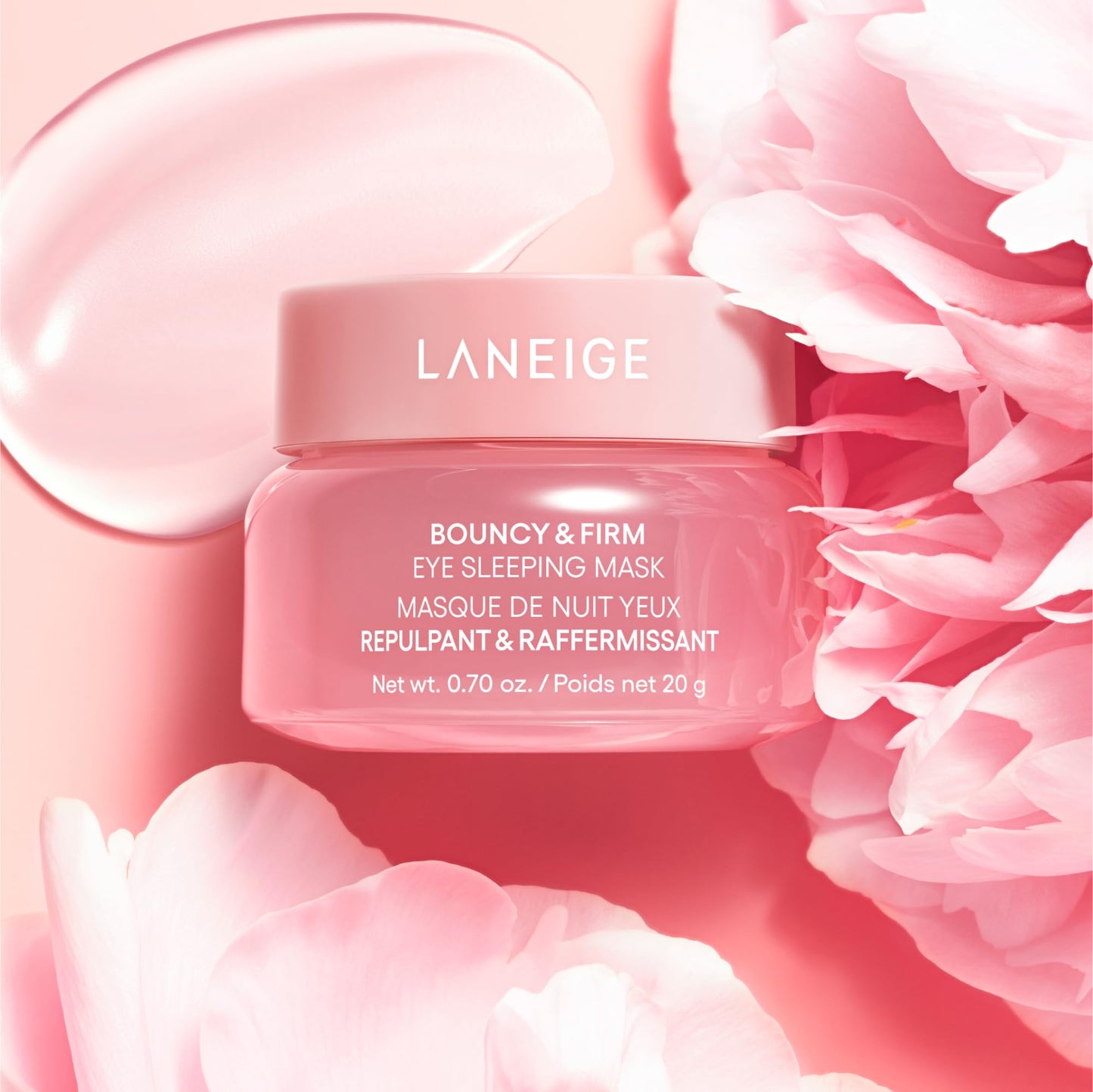 LANEIGE Bouncy & Firm Eye Sleeping Mask: Depuff and Firm with Peony & Collagen Complex, Ceramide, &