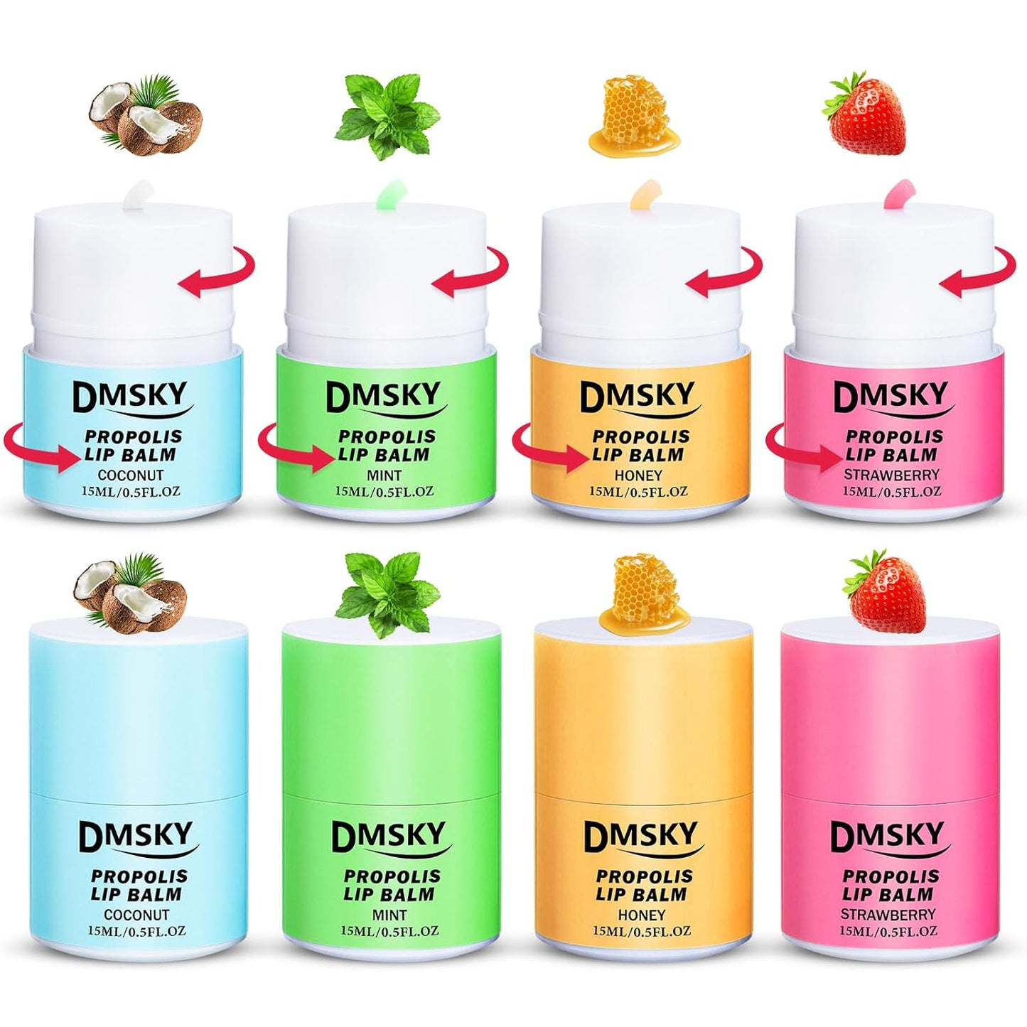 DMSKY Lip Sleeping Mask Set 8 Pack, Nourish and Hydrate Lip Butter with Shea Butter & Vitamin E, Lip Balm for Dry Lips, Gifts for Women