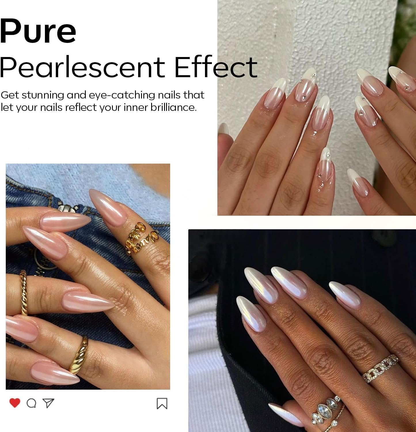 4pcs Chrome Nail Powder: Upgrade Silver Mermaid Effect White Chrome Nail Powder,Iridescent Aurora Holographic Nail powder Kit for DIY Nail Art Decorations(Laser,Green)