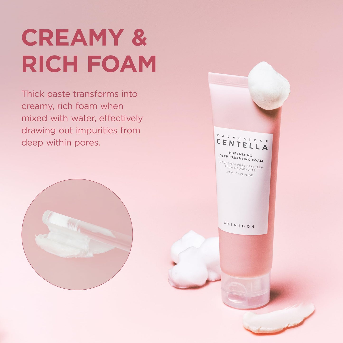 SKIN1004 Poremizing Deep Cleansing Foam, 4.23 fl.oz, 125ml, Makeup Remover, Korean Face Cleanser