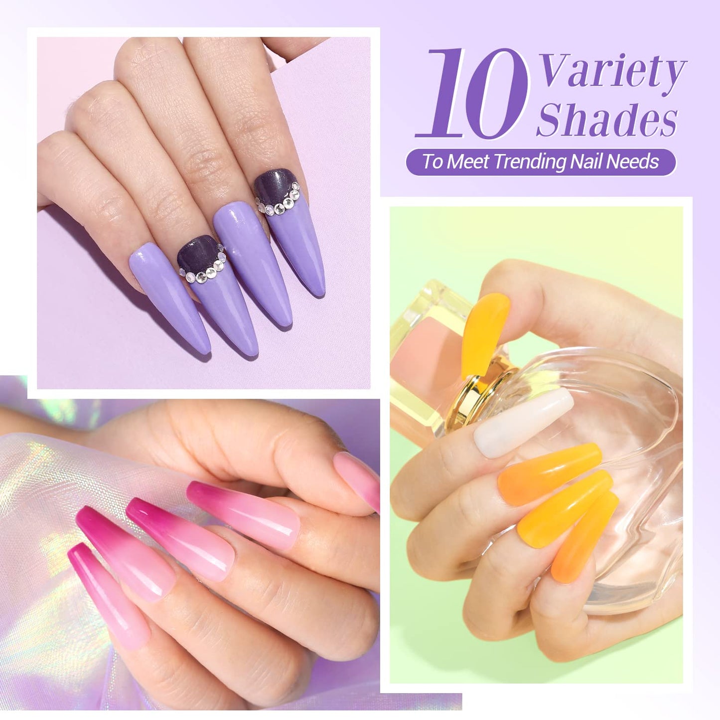 AZUREBEAUTY Dip Powder Nail Kit, Color Changing Glitter Pink Blue Purple Orange Mood Temperature Dipping Powder Liquid Set with Base Top Coat Activator for Home Manicure Gift