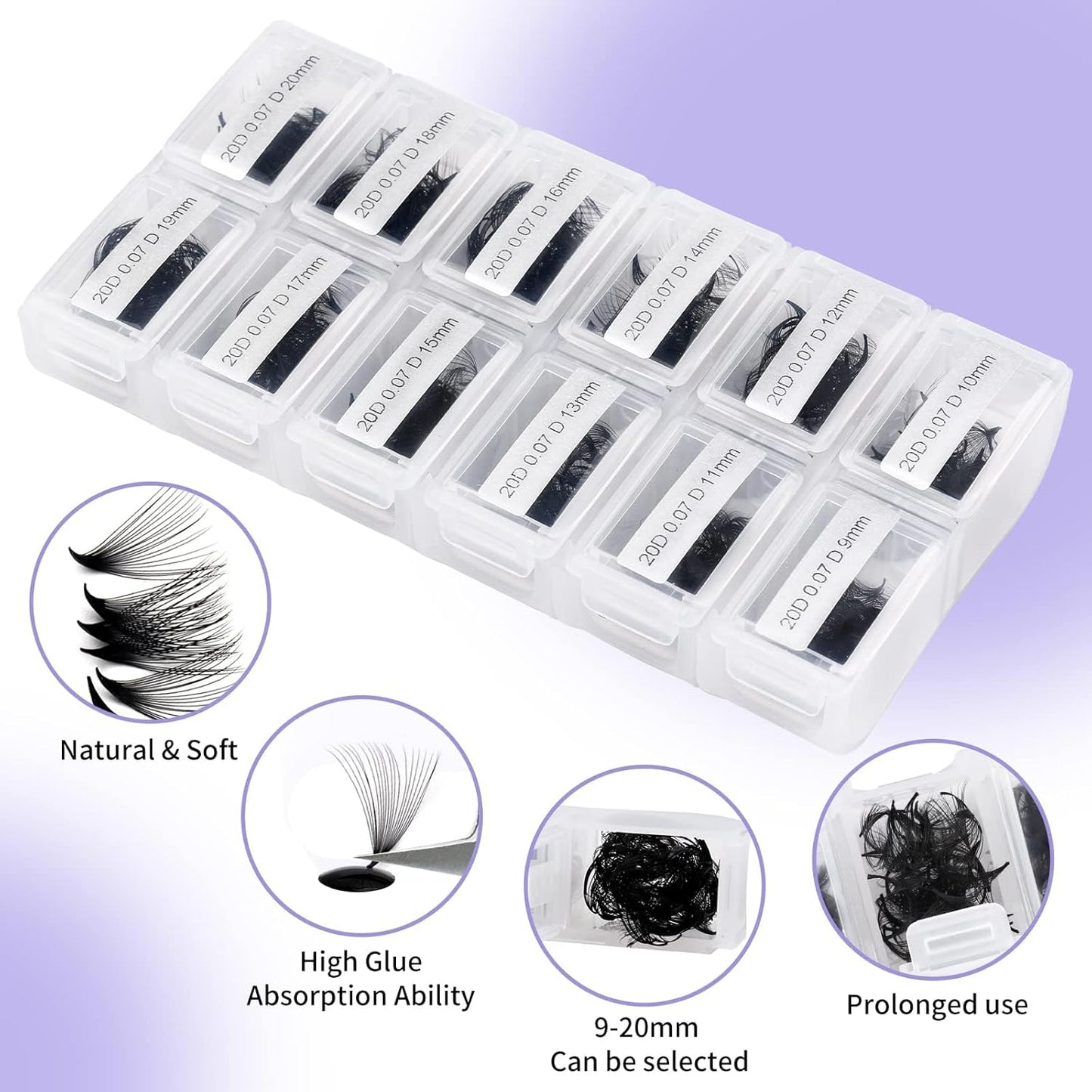 Premade Fans Eyelash Extension 1200 Fans 20P Loose Volume Lashes C Curl Pre-made Fans 9-20mm