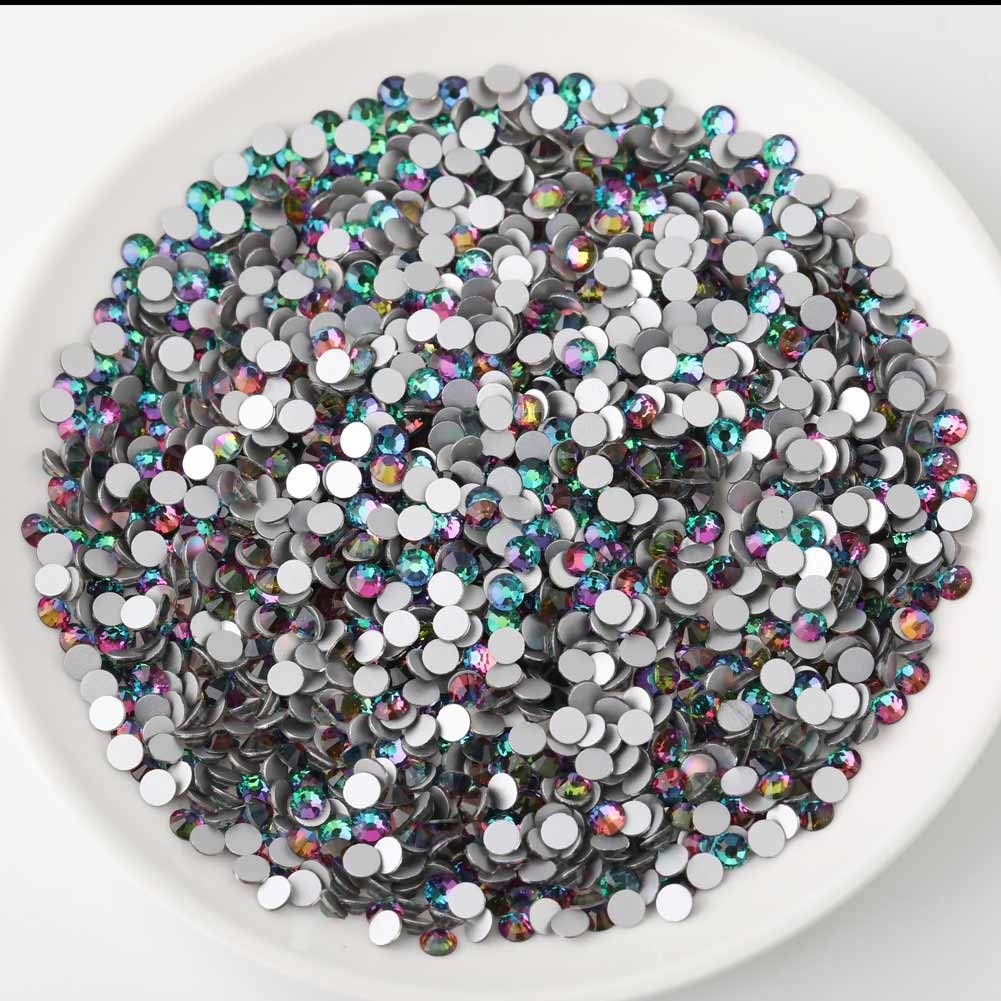 beadsland Flat Back Crystal Rhinestones Round Gems, Green Volcano (2.7-2.8mm) SS10/1440pcs