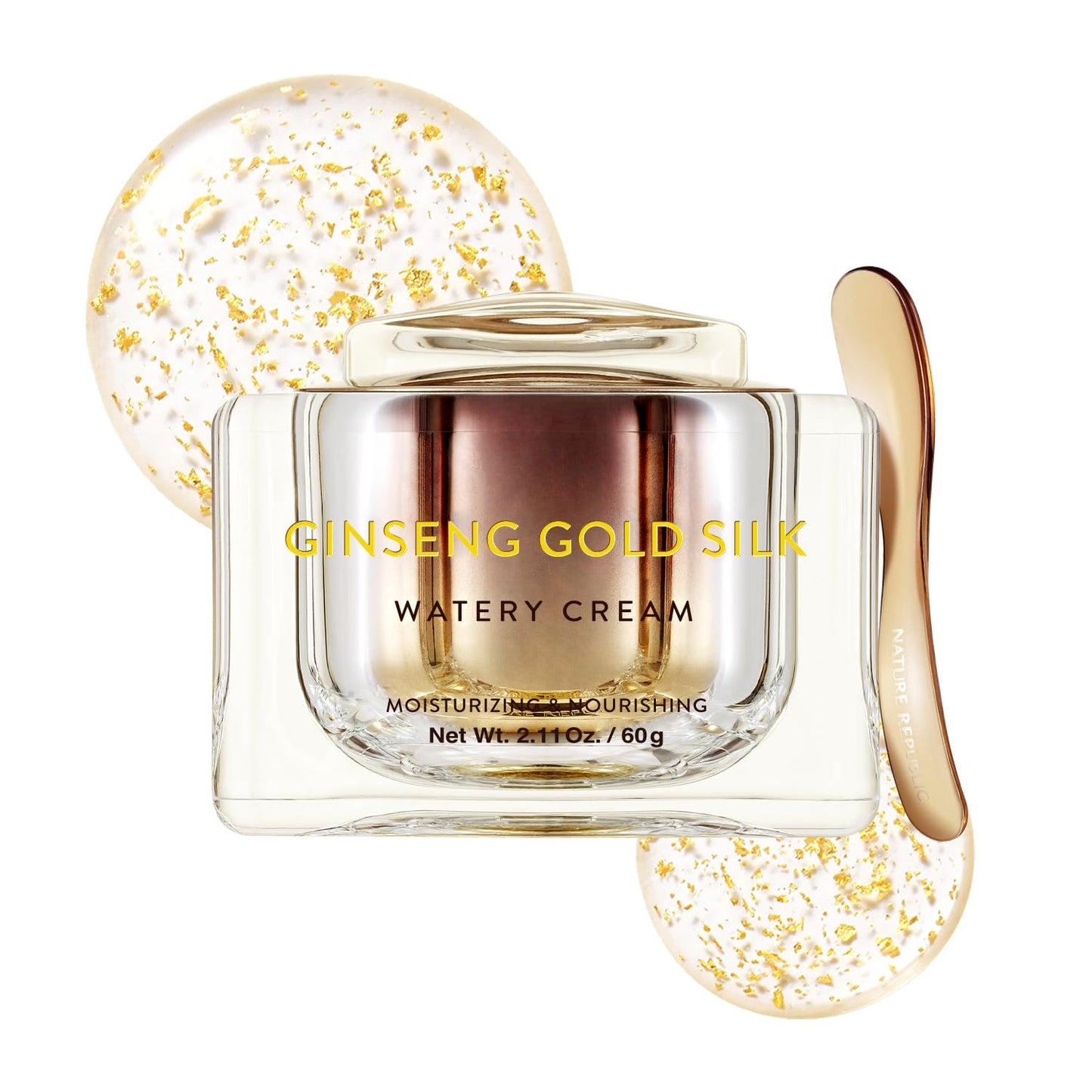Nature Republic Ginseng Gold Silk Watery Cream 2.11 Oz(60g) | 6 Years Korean Ginseng, 99.9% Pure