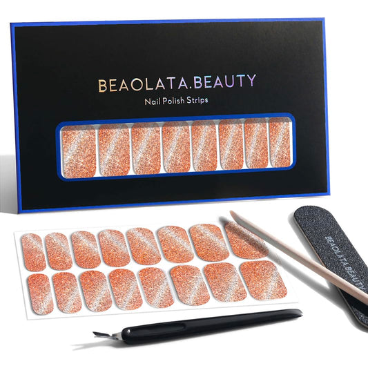 Nail Polish Strips, 32PCS Salon Quality Wraps, Long Lasting Gel Nail Stickers for Women Easy Apply&