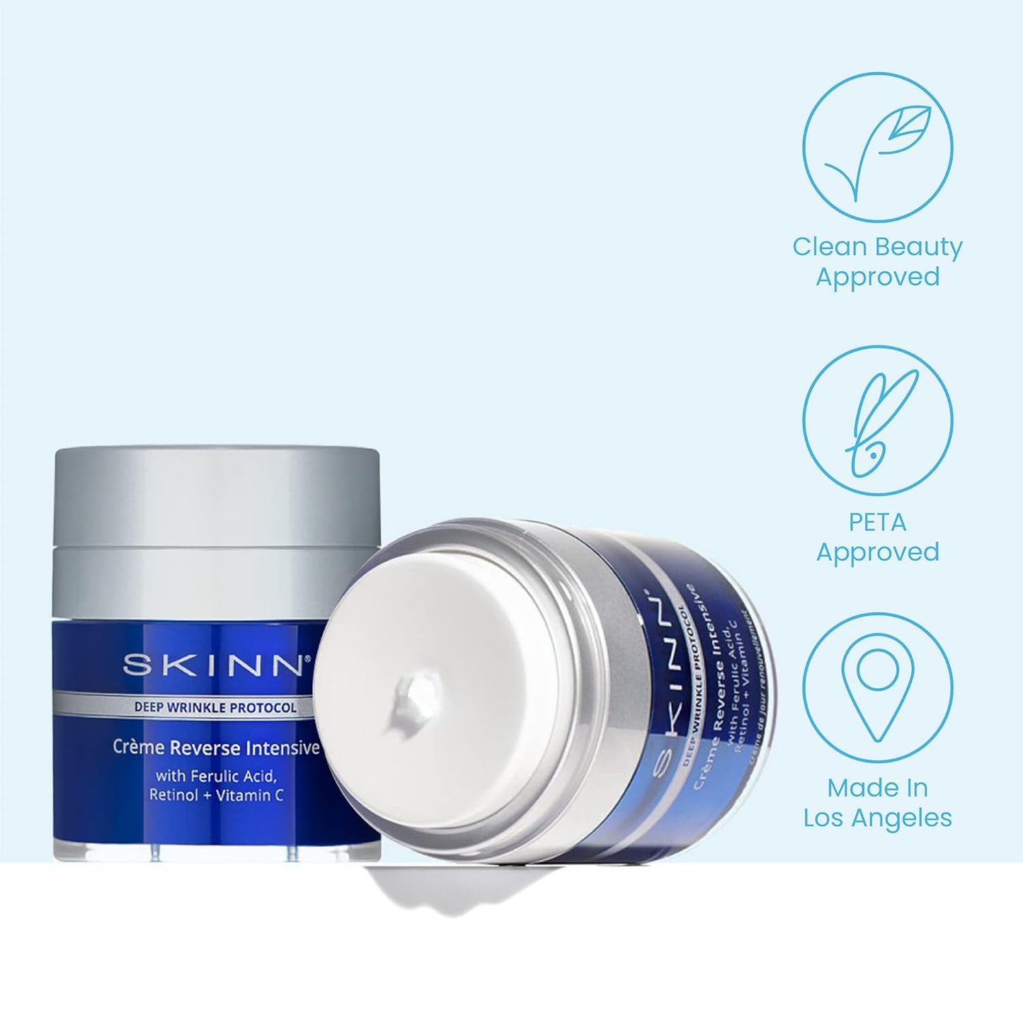 SKINN Crème Reverse with Ferulic Acid, Retinol and Vitamin C-Crème Reverse Intensive-Anti-Aging Cream with Hyaluronic Acid to Plump Skin Vitamin C Help to Improving Tone, Firmness of Skin