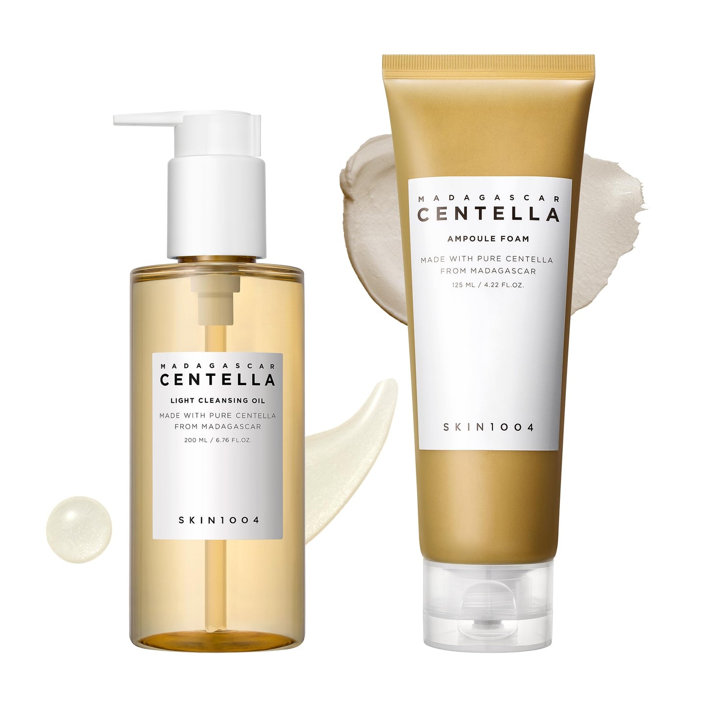 SKIN1004 Centella Double Cleansing Duo, Cleansing Oil 6.76 fl.oz & Ampoule Foam Cleanser 4.23