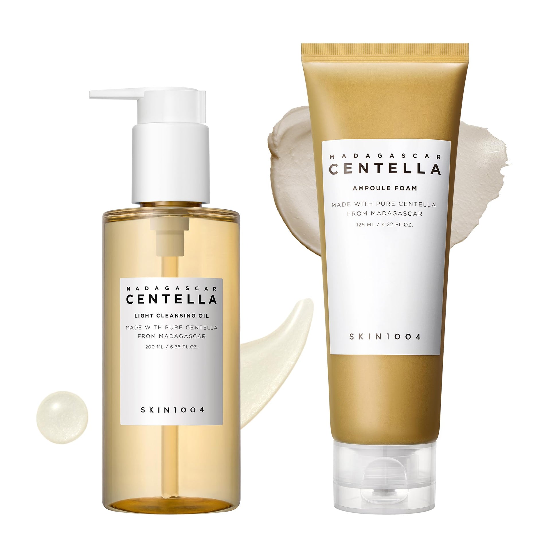 SKIN1004 Centella Double Cleansing Duo, Cleansing Oil 6.76 fl.oz & Ampoule Foam Cleanser 4.23
