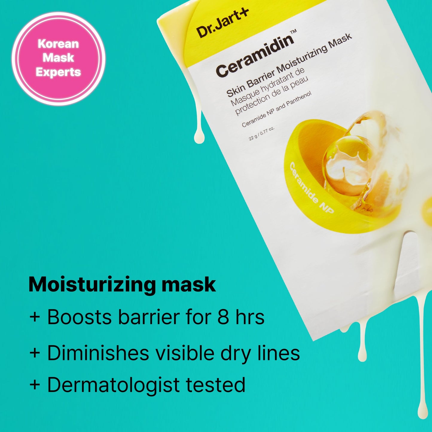 Dr.Jart+ Ceramidin Skin Barrier Moisturizing Korean Face Mask with Ceramides | Sheet Mask | Beauty