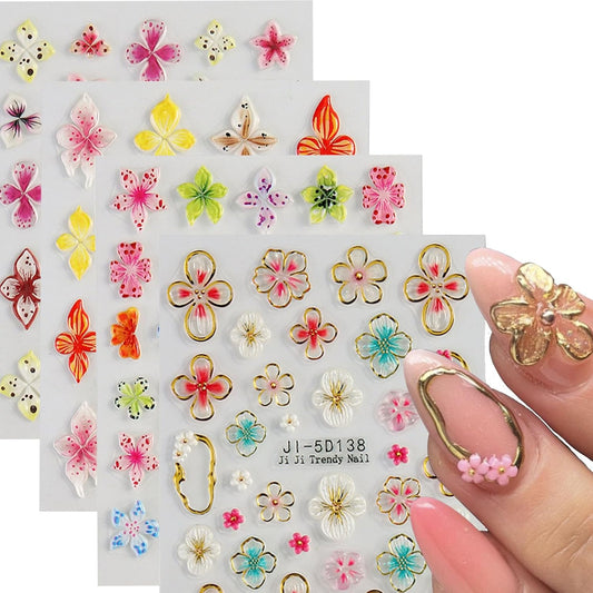 Stickers para Uñas Nail Stickers Self-Adhesive Sticker para Uñas Colorful 3D FlowerFloral Nail