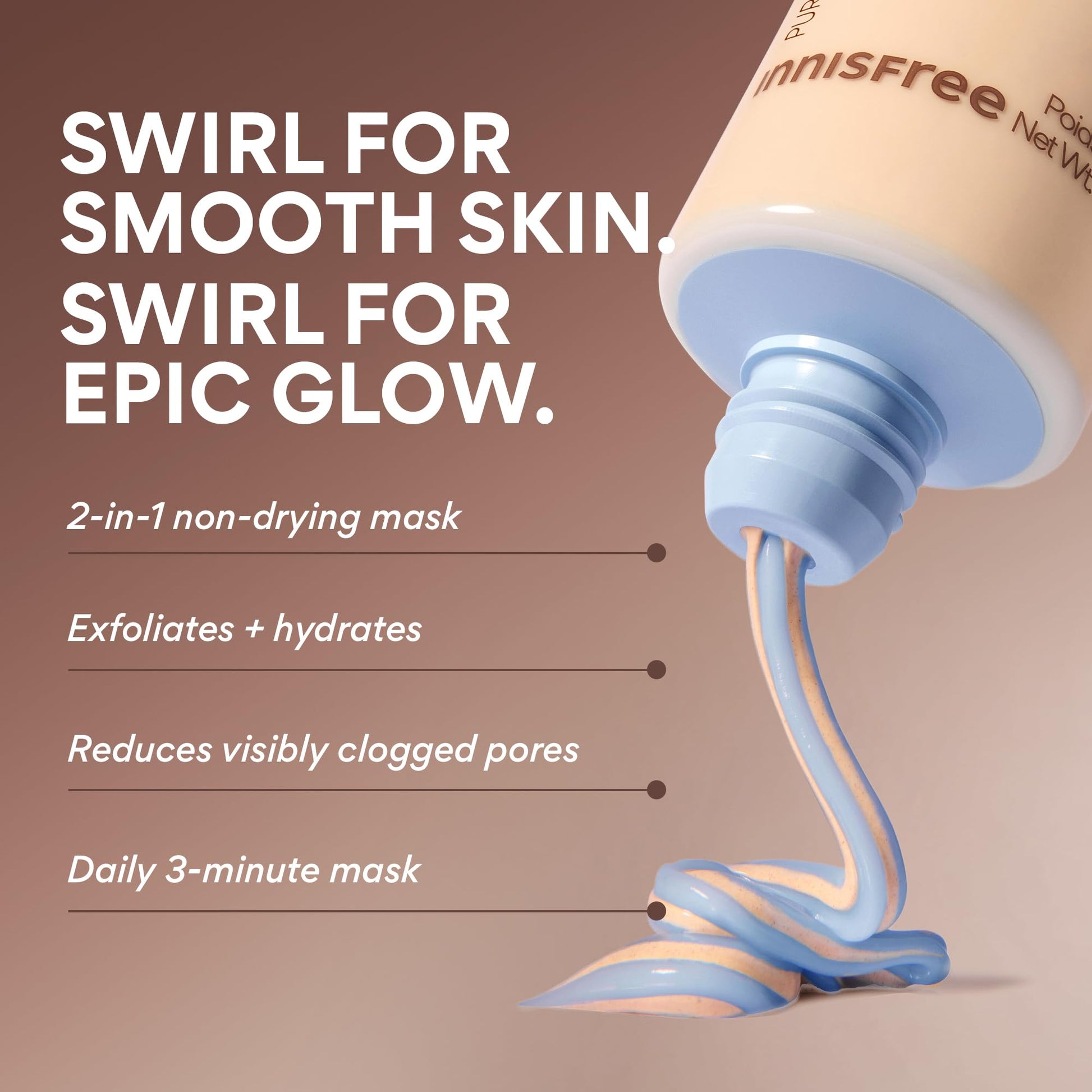 Innisfree Volcanic Swirl Pore Mask | 2-in-1 Korean Mask with AHA and Hyaluronic Acid for Oily Skin