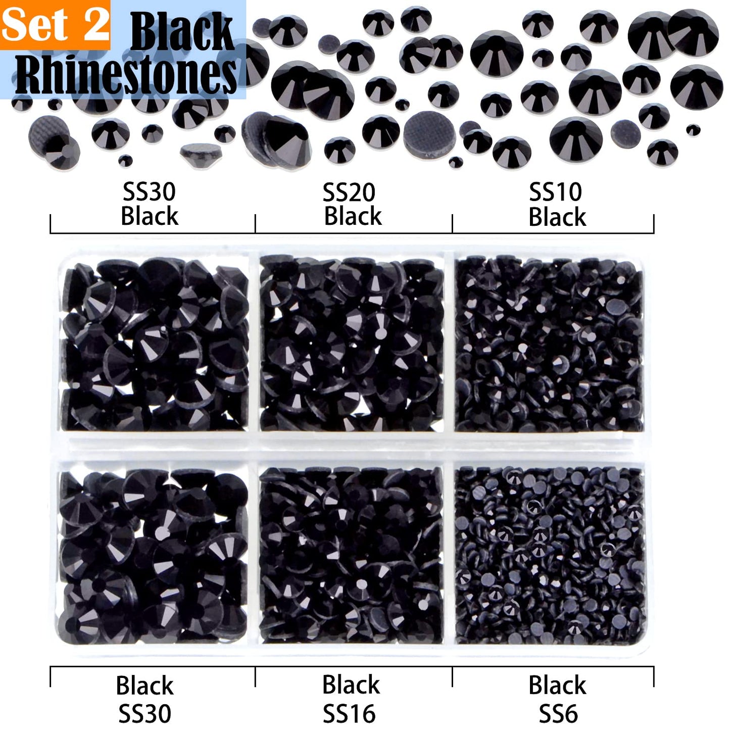 LPBeads 10000pcs Hotfix Rhinestones Flatback Glass Crystal Clear Red AB Crystal and Black Rhinestone with Tweezers and Picking Pen for Crafts Clothes Nail Art