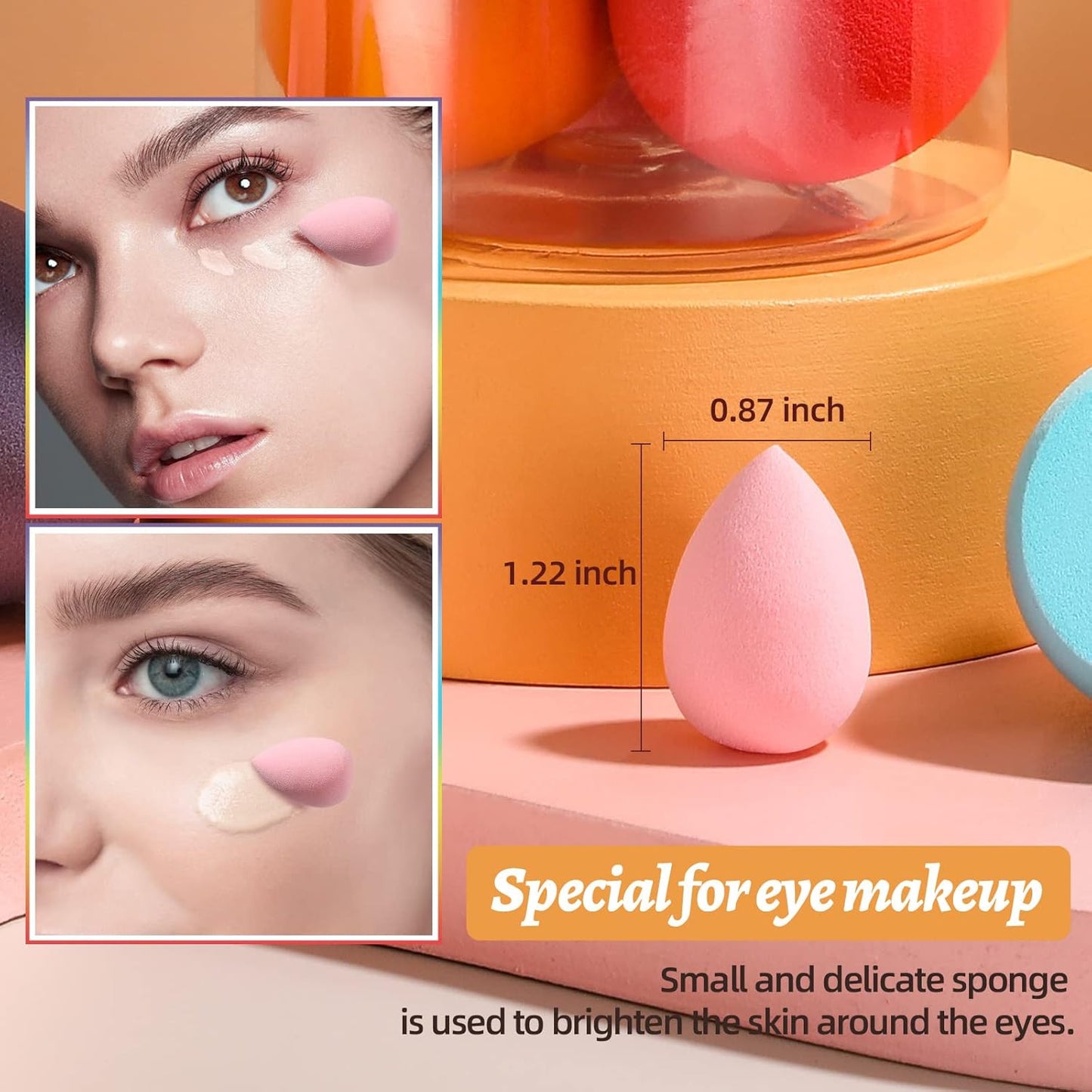 Makeup Sponge Set BS-MALL 7 Pcs blender sponge for Liquid, Cream, and Powder, Multi-colored Makeup Sponges (B-7Color)