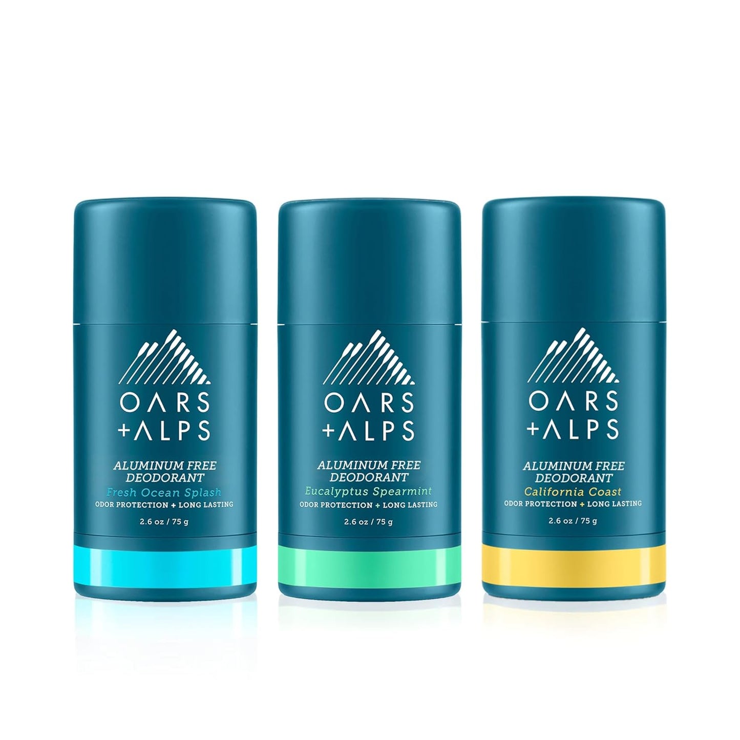 Oars + Alps Aluminum Free Deodorant for Men and Women, Dermatologist Tested and Made with Clean Ingredients, Travel Size, Variety, 3 Pack, 2.6 Oz Each
