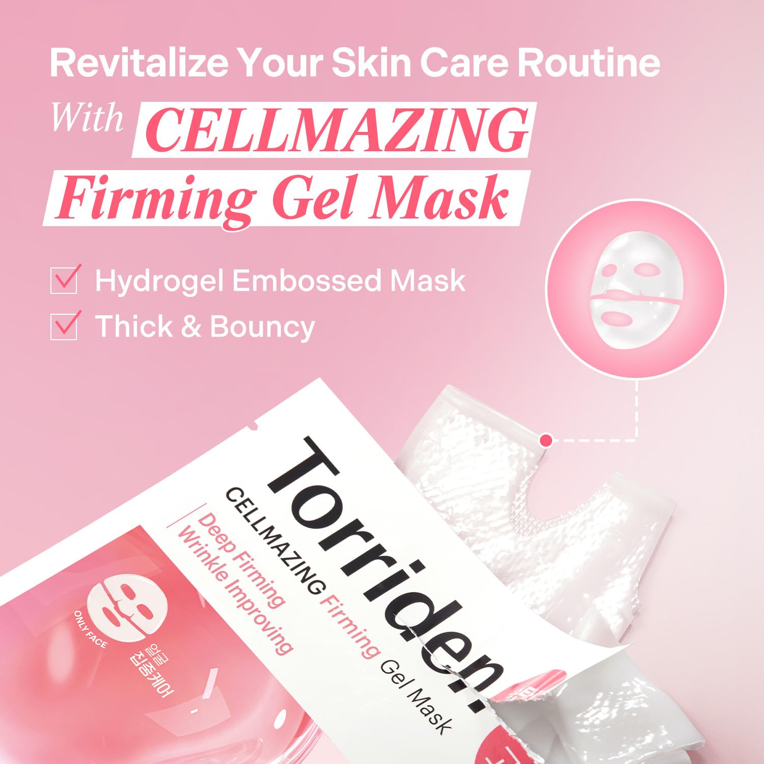 Torriden CELLMAZING Collagen Firming Gel Sheet Mask for Face Only (4 Pack) | Smoother