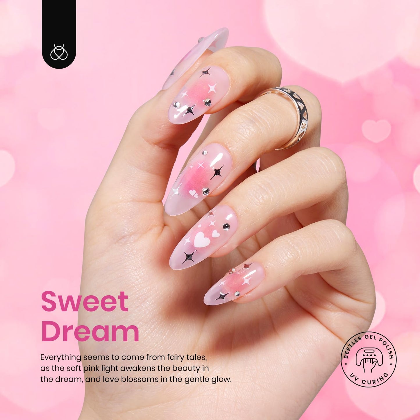 Beetles Pink Gel Nail Polish Set, 6 Colors Hot Pink Glitter Bright Jelly