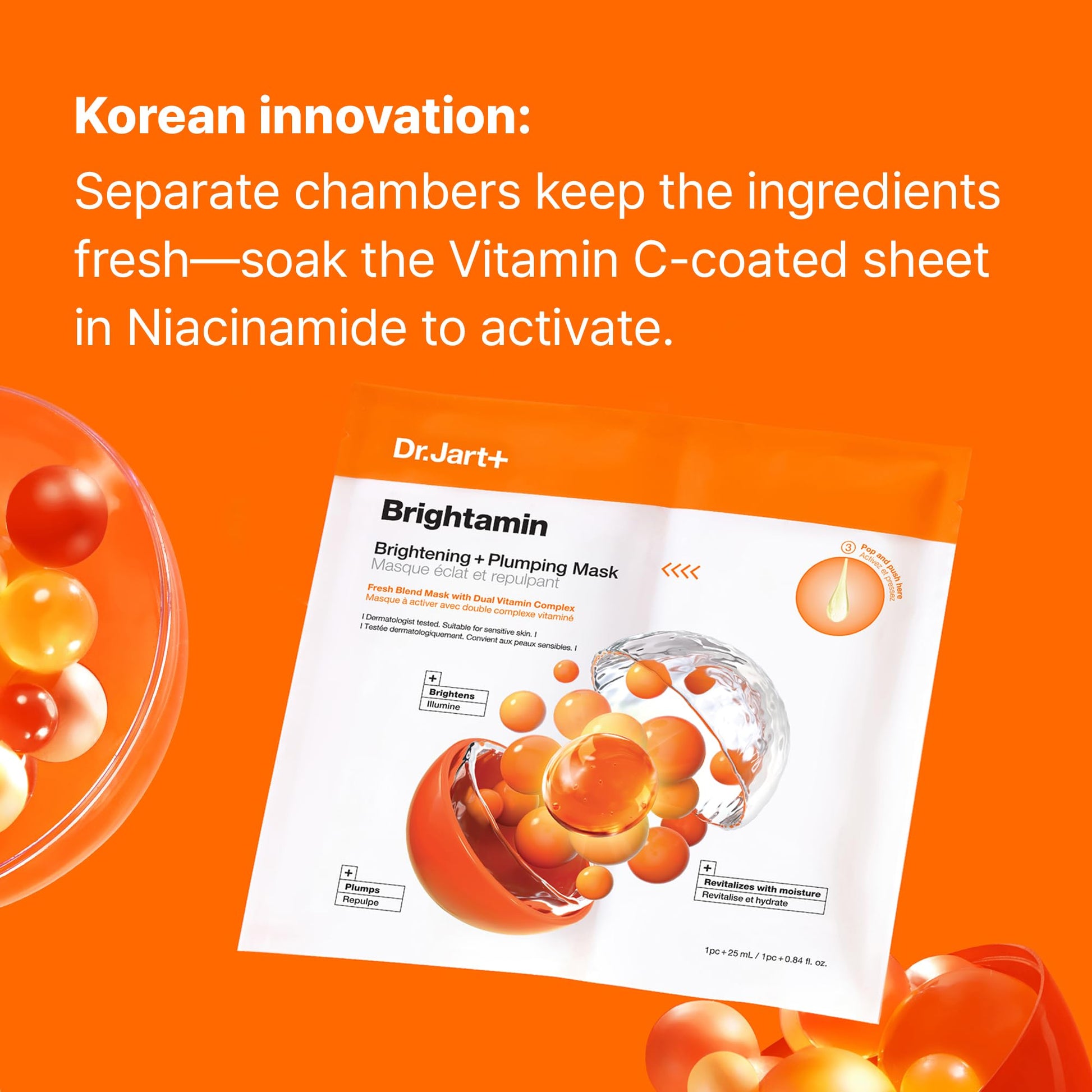 Dr.Jart+ Brightamin Brightening Plumping Korean Face Mask with Vitamin C | Korean Skin Care |