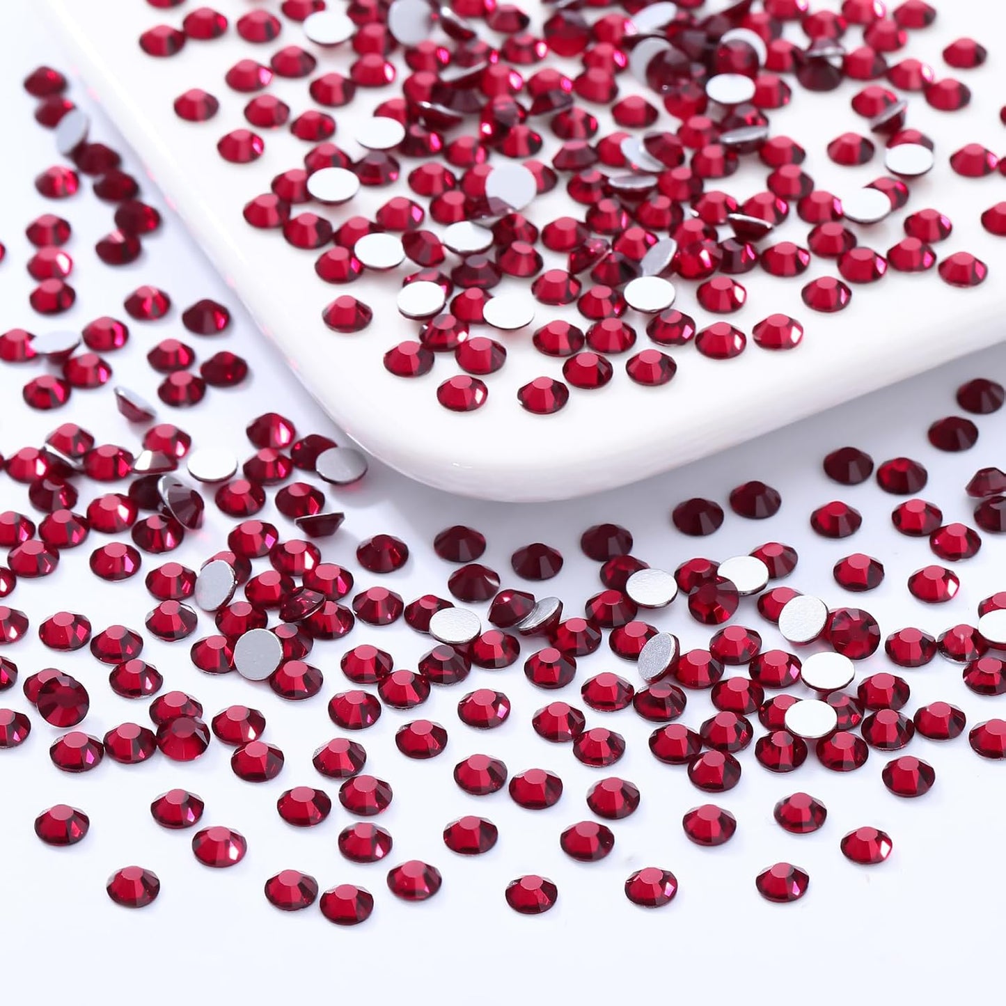 Siam Flatback Rhinestones, Glass Rhinestones for Nail Art and Craft, Glue Fix, Loose Crystal Gemstones(Siam, SS8, 1440pcs, 2.3-2.5mm)