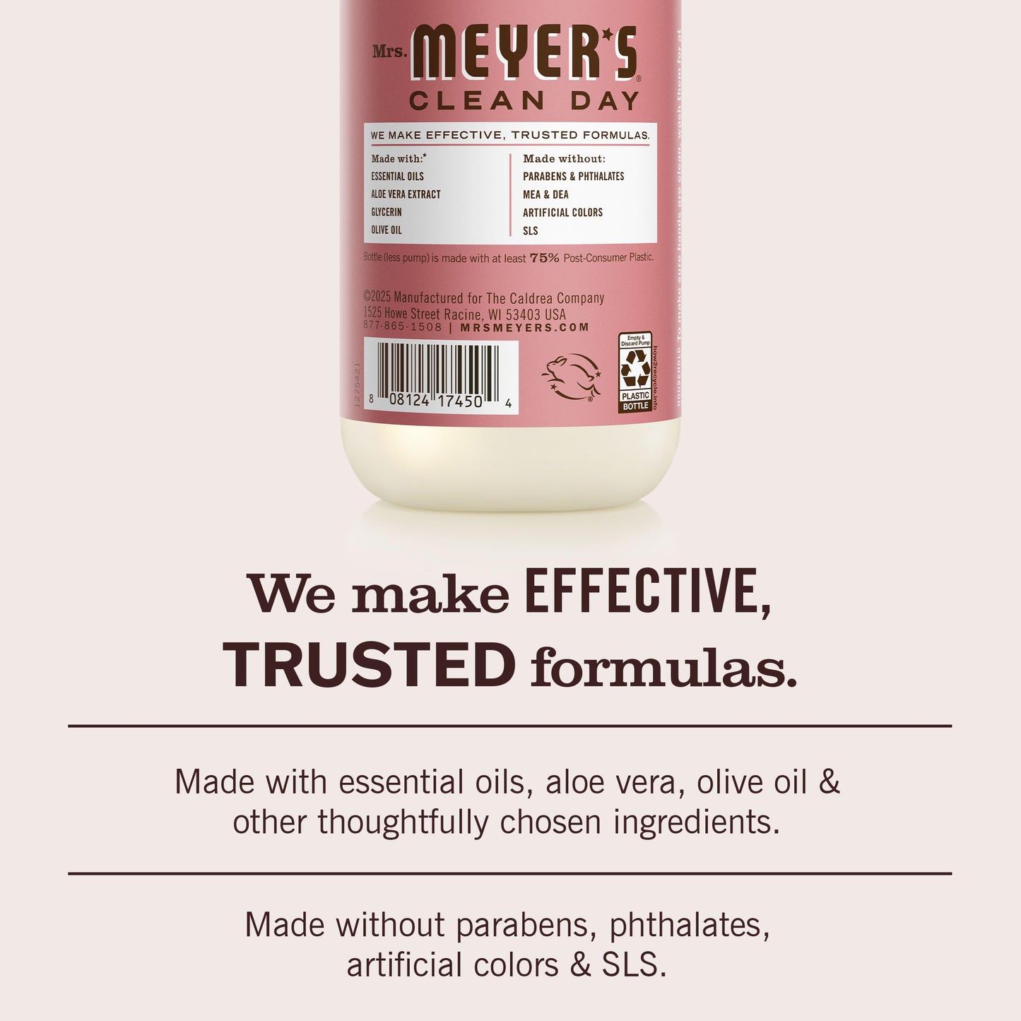 MRS. MEYER'S CLEAN DAY Liquid Hand Soap, Cruelty Free, Rosemary Scent, 12.5 oz- Pack of 3