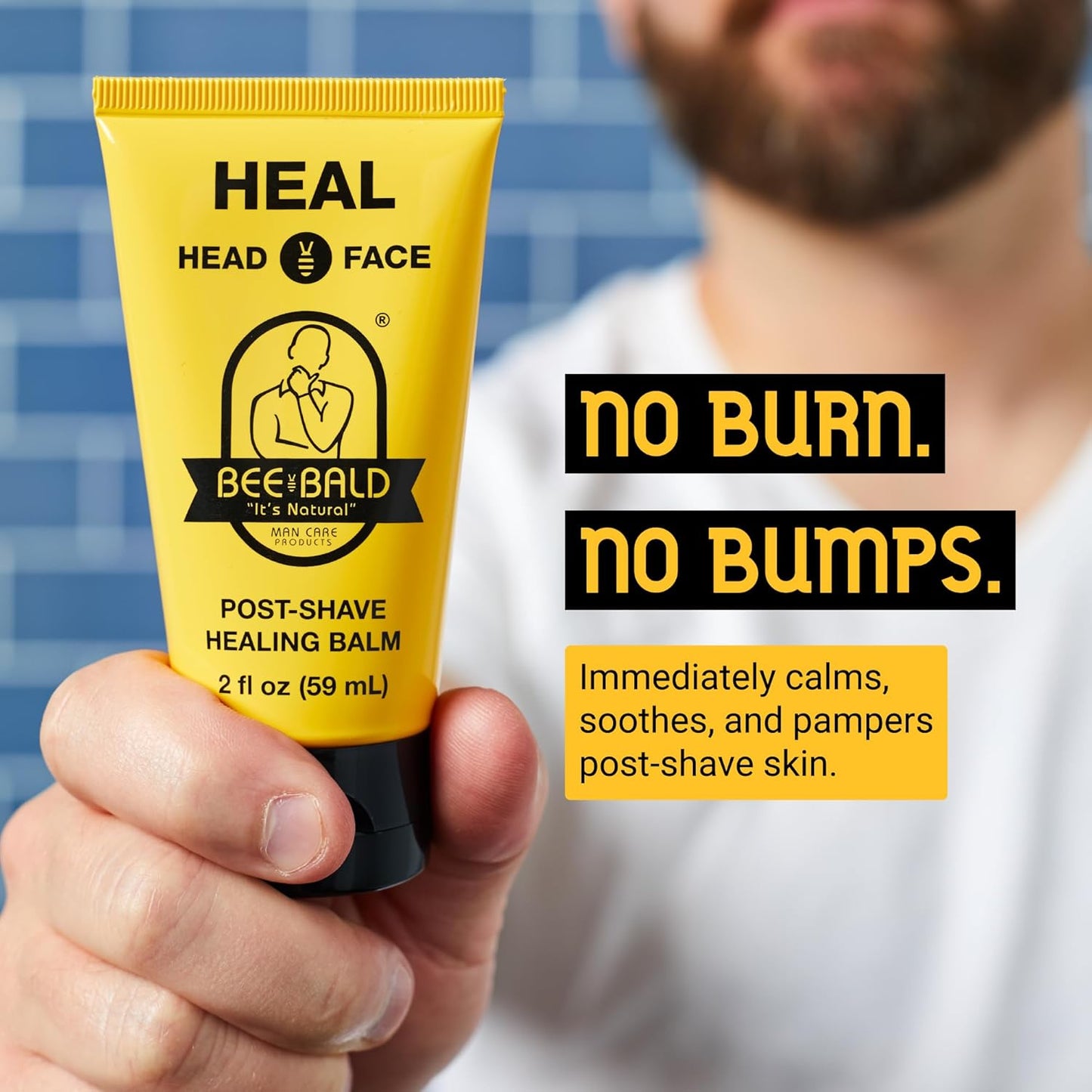 Bee Bald HEAL Aftershave for Men Healing Balm, Immediately Calms & Soothes Damaged Skin, Treats Bumps, Redness, Razor Burn & Other Shaving Post Shave Irritations, 2 Fl Oz (Pack of 4)