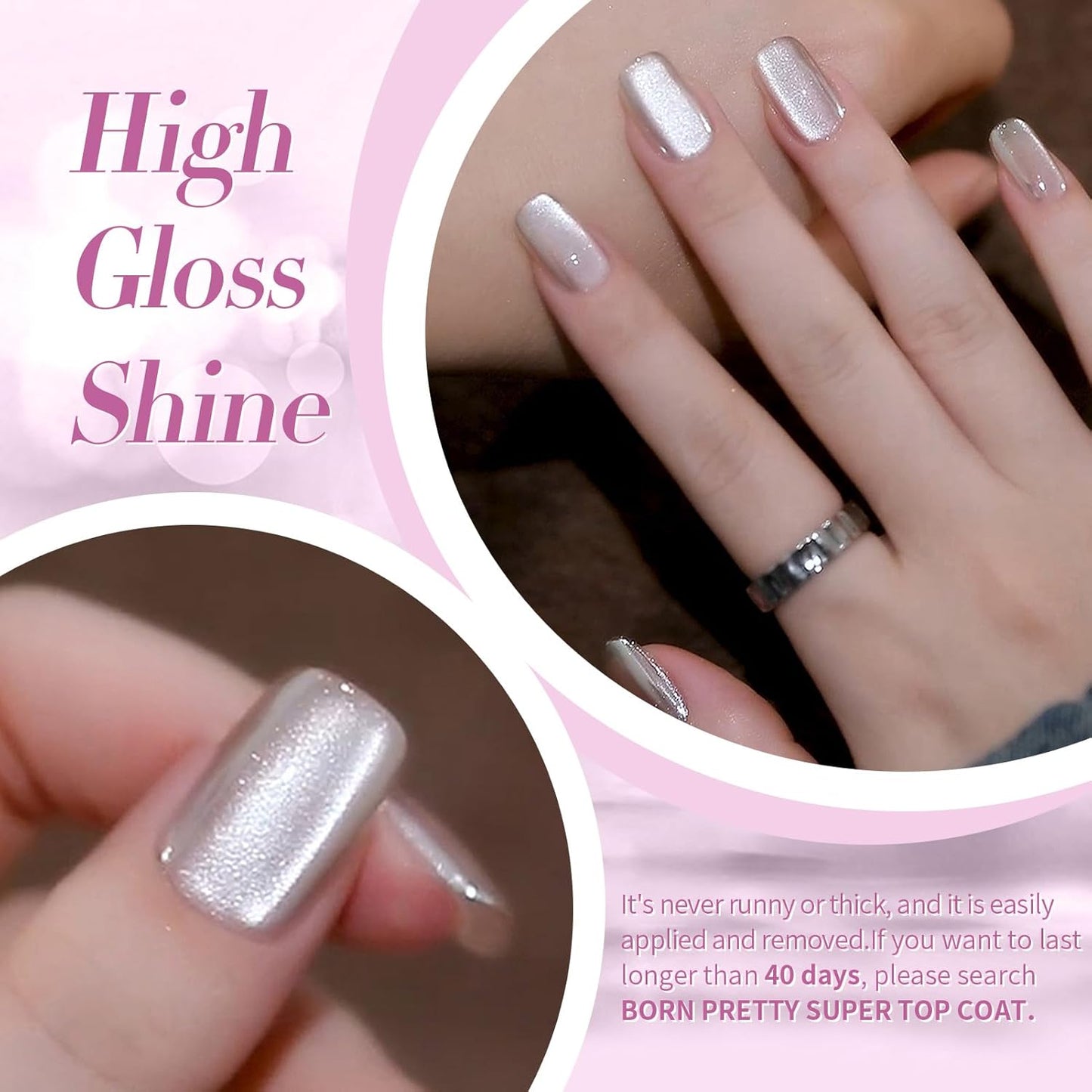Born Pretty Magnetic Gel Nail Polish Moonlight White Cat Magnetic Eye Gel Polish White Auroras Nail Polish Nail Art Vanish 15ML