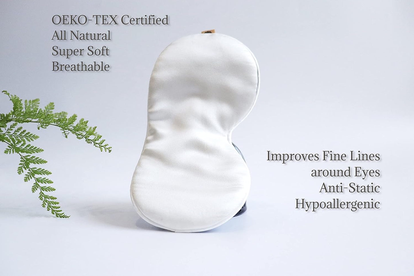 Premium Handcrafted 25 Momme Mulberry Silk Eye Mask for Sleeping (Natural White)