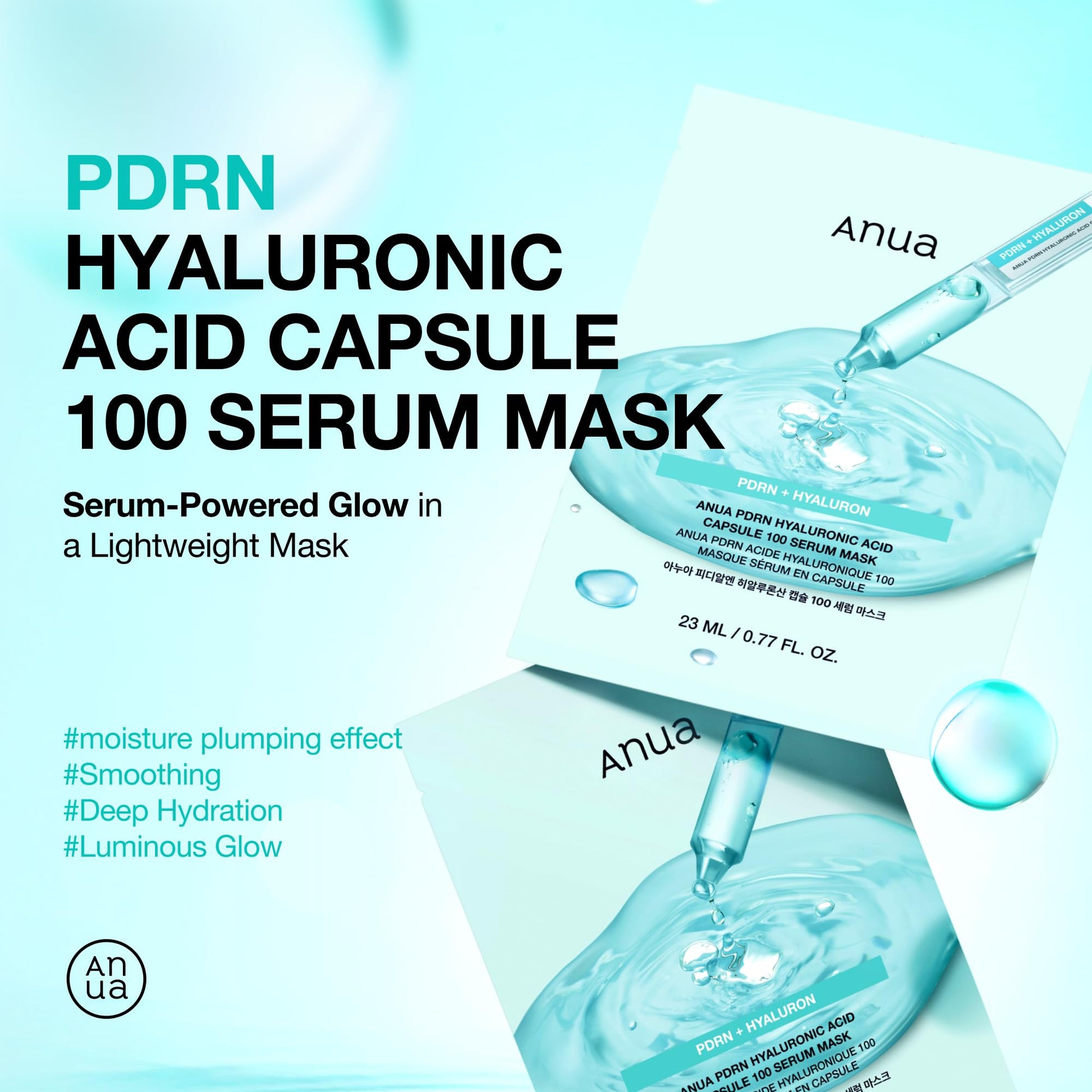 Anua PDRN Hyaluronic Acid Capsule 100 Serum Mask, 10ea