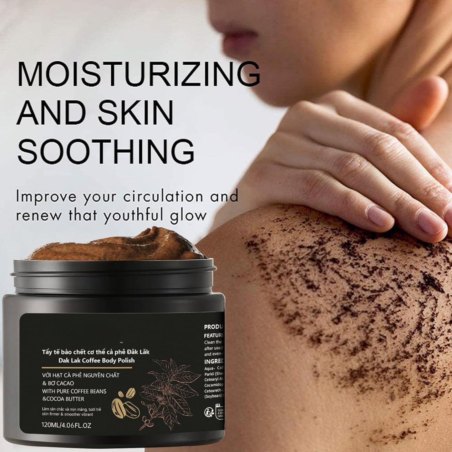Coffee Body Scrub 4.05 oz - Moisturizing and Exfoliating Body, Face, Hand, Foot Scrub - Fights Stretch Marks, Fine Lines, Wrinkles - Great Gifts for Women & Men (1PC, Coffee Body Scrub)