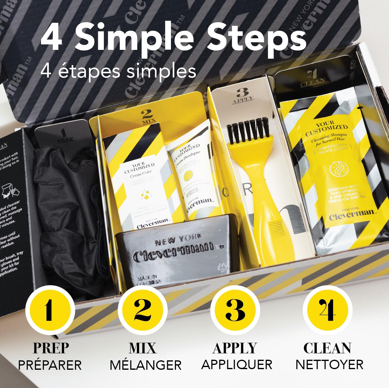 CLEVERMAN Lightest Blond Hair & Beard Dye for Men, All-in-One Reusable Kit - Men's Color For Natural-Looking Gray Coverage, Professional-Quality and Ammonia-Free