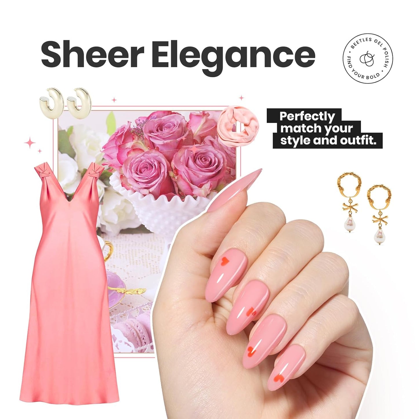 Beetles Jelly Nail Polish Set,6 Colors Pink Nude Jelly Quick Dry Nail Polish Fingernail Fast Drying & Long Lasting Nail Strengthener Polish Gifts for Women