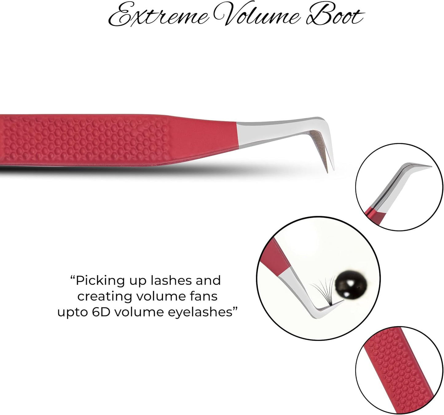 SIVOTE Lash Tweezers for Eyelash Extensions Fiber Tips, Set of 3, 45 Degree, Curved, Volume Boot, Dark Green Red Green