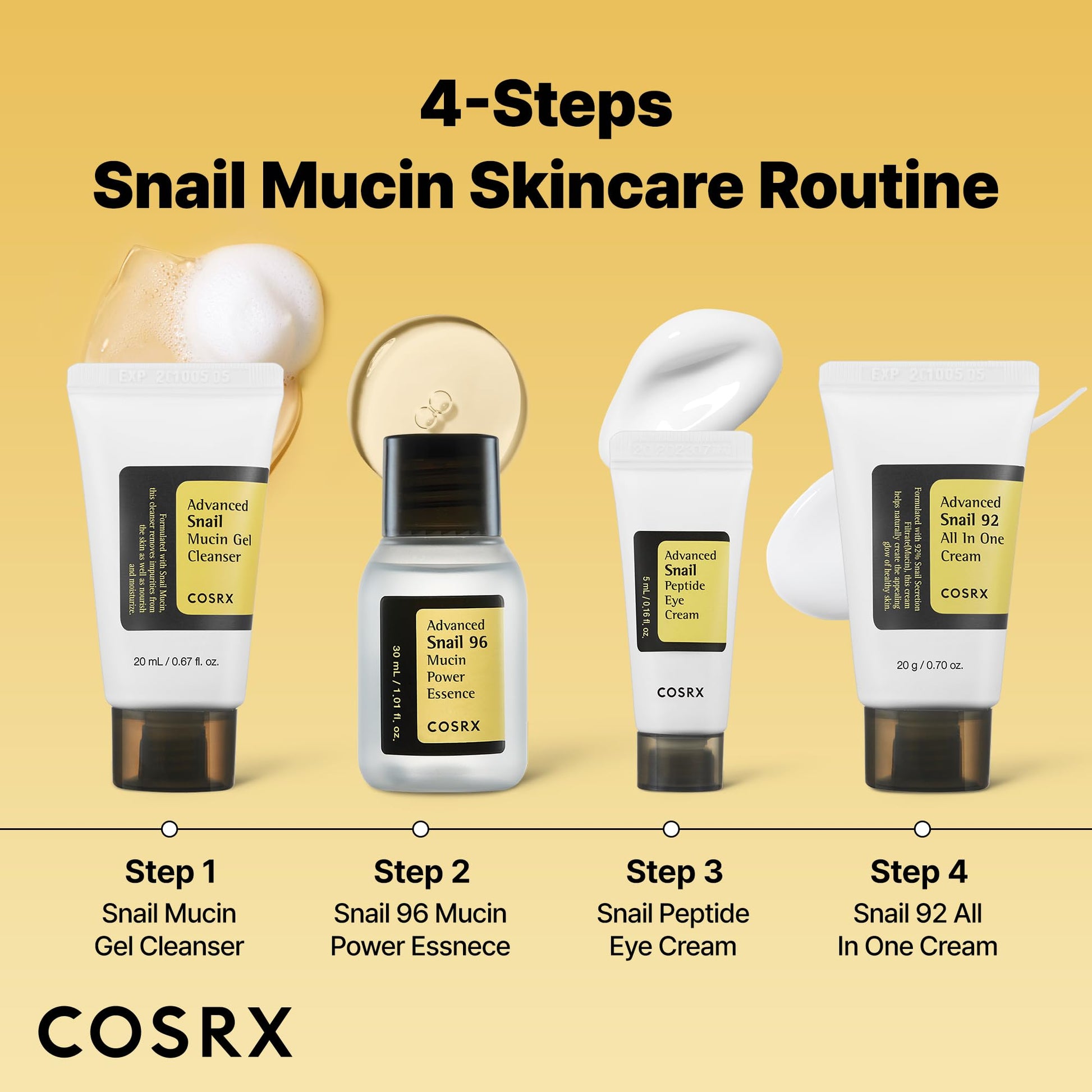 COSRX All About Snail Mucin Korean Skin Care Set, Mini Travel Essentials