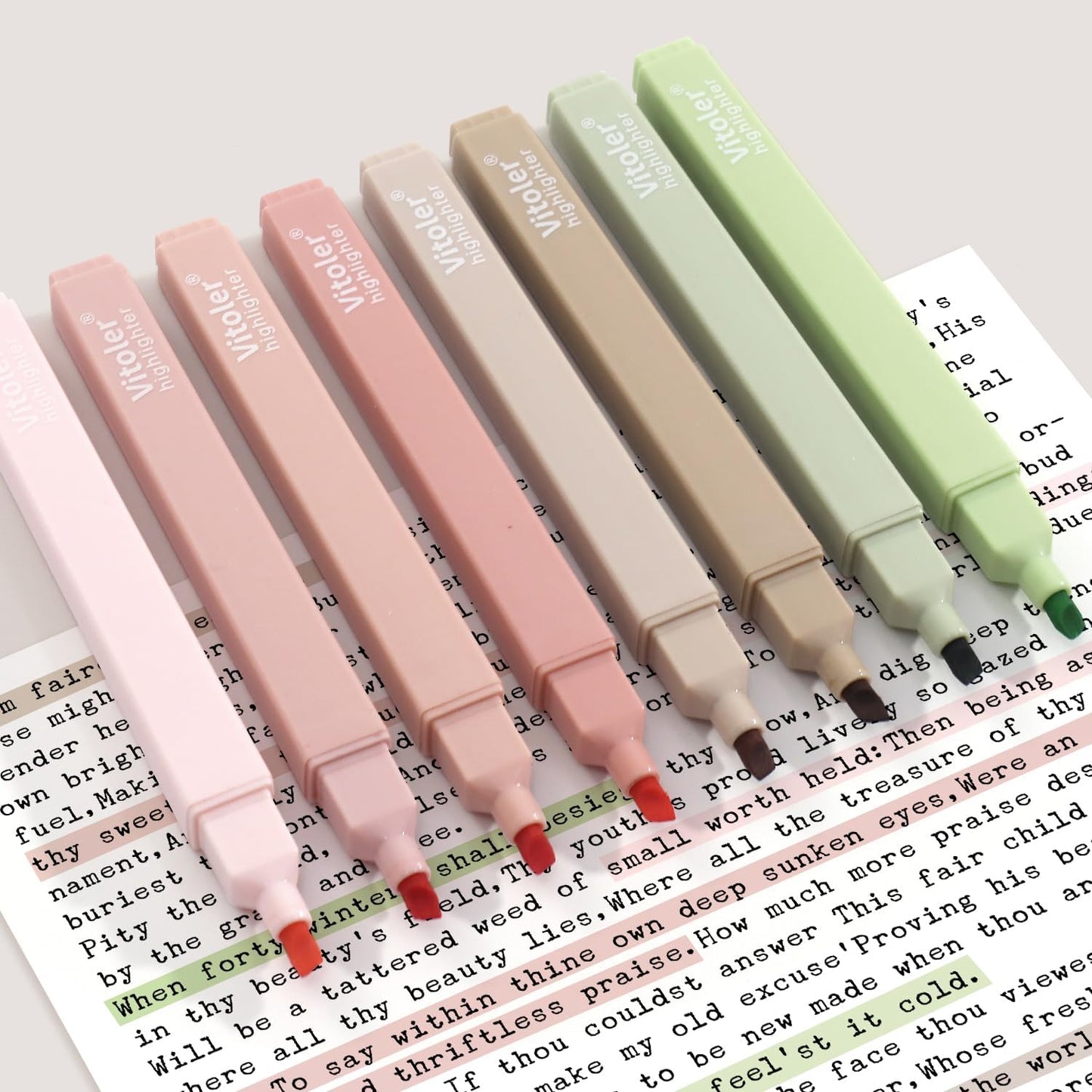 Vitoler Highlighters Assorted Colors,8pcs No Bleed Bible Chisel Tip Highlighters,Aesthetic High lighters for School Office Supplies