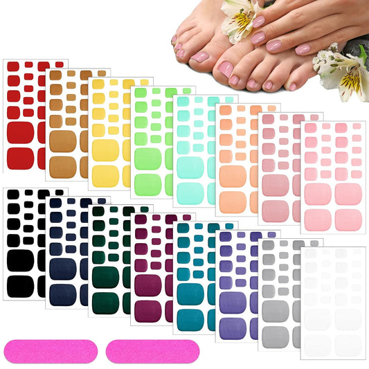 Maitys 352 Pieces 16 Sheets Toenail Polish Stickers Strips Adhesive Toe Nail Wraps Full Wraps