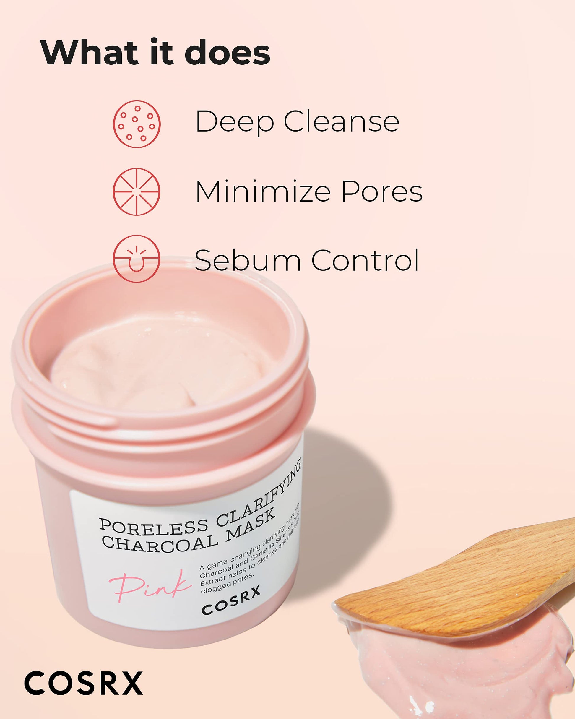COSRX Pink Pore Clarifying Charcoal Clay Mask for Blackheads, 3.8 fl oz