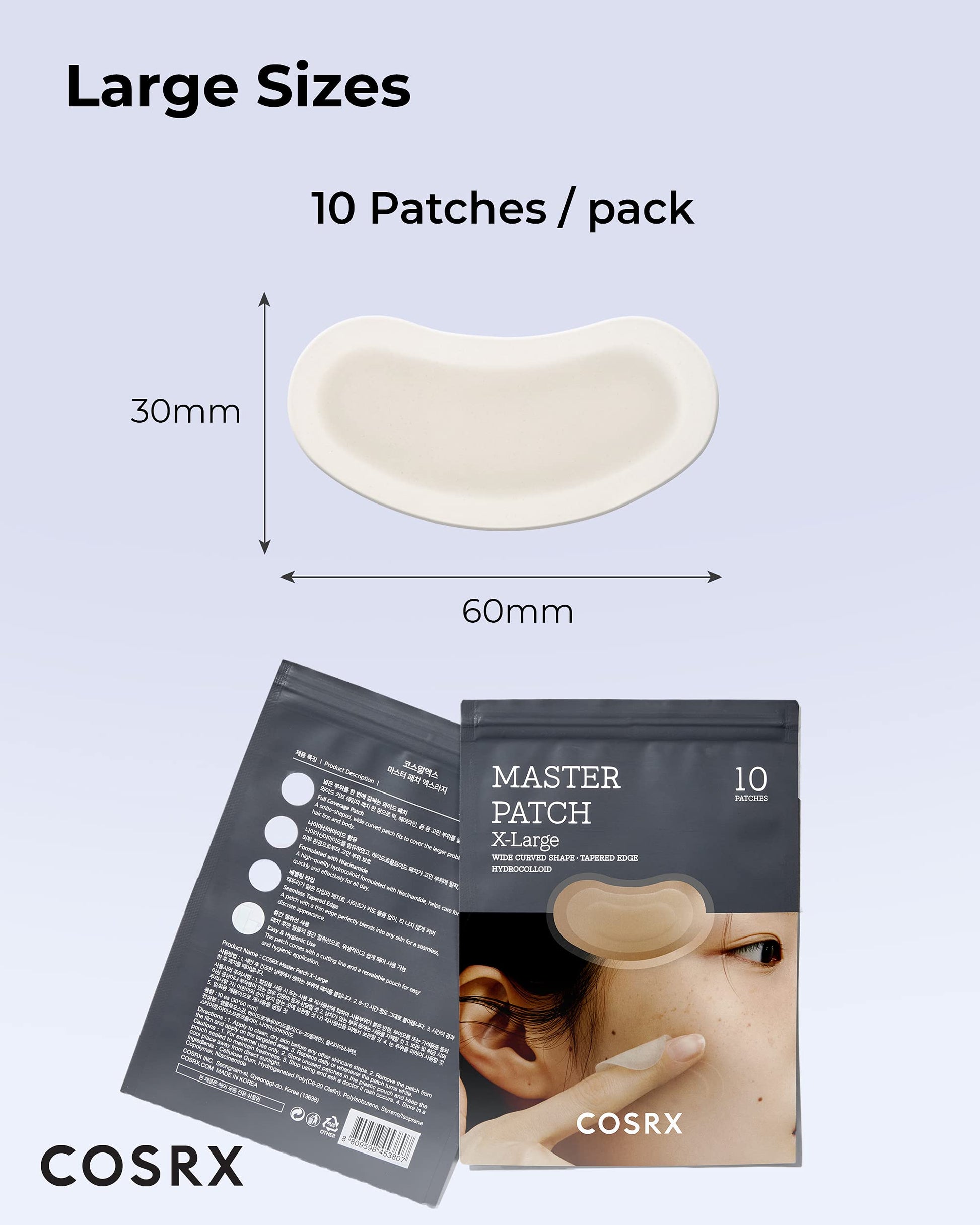 COSRX Master Patch Intensive, Oval-Shaped Patches (X-Large, 10 Counts)