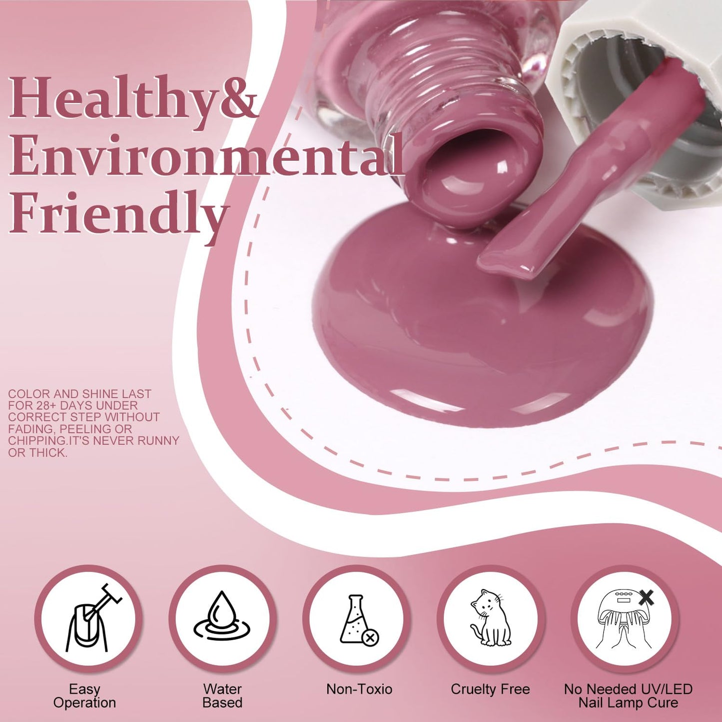 Major Dijit Quick Dry Nail Polish 12ml/0.41fl oz Dark Pink Regular Nail Lacquer Fast Drying & Long Lasting Nail Polish Nail Art Effect for Nail Salon