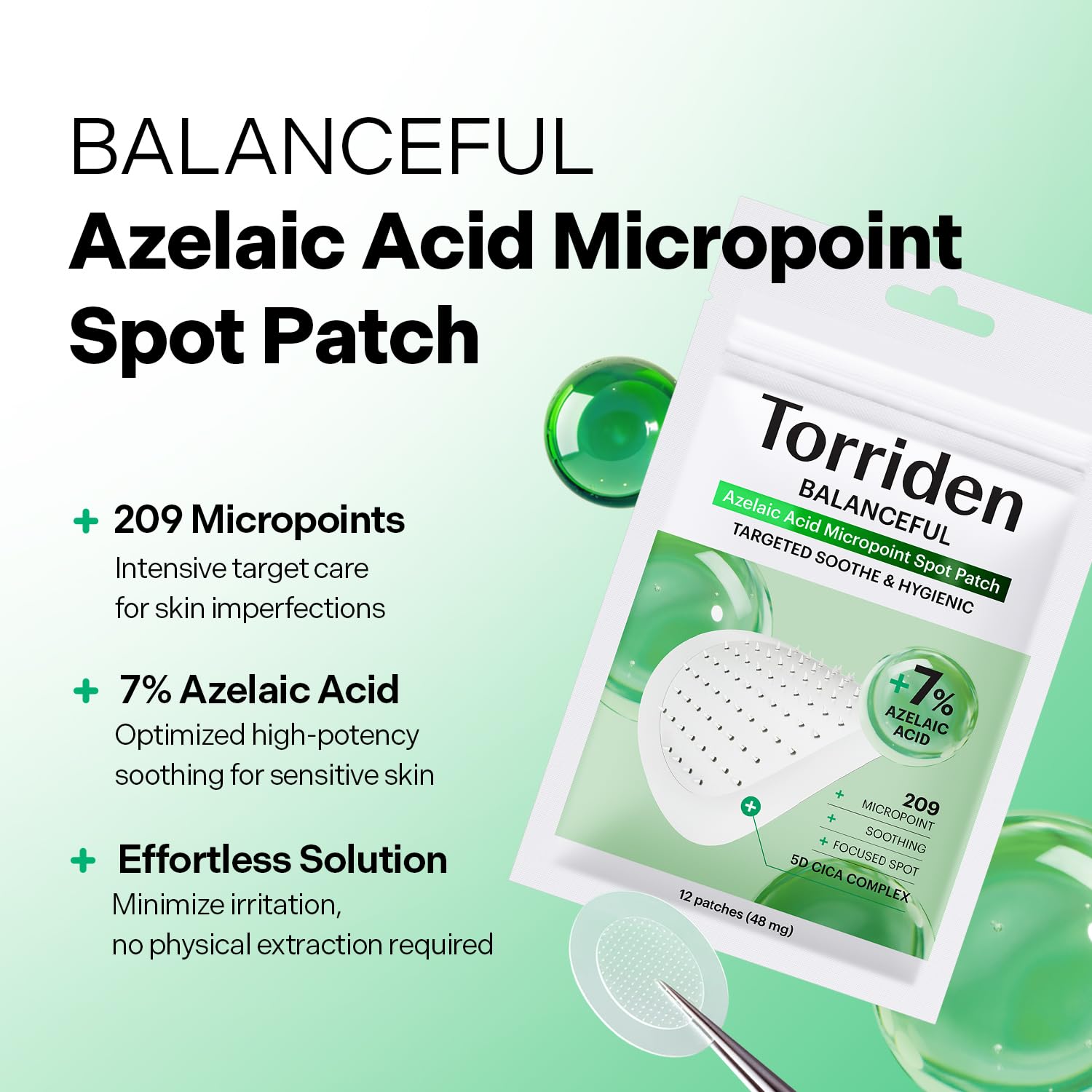 Torriden BALANCEFUL Azelaic Acid Micropoint Spot Patch (12 patches) | Blemish Care with Micropoints
