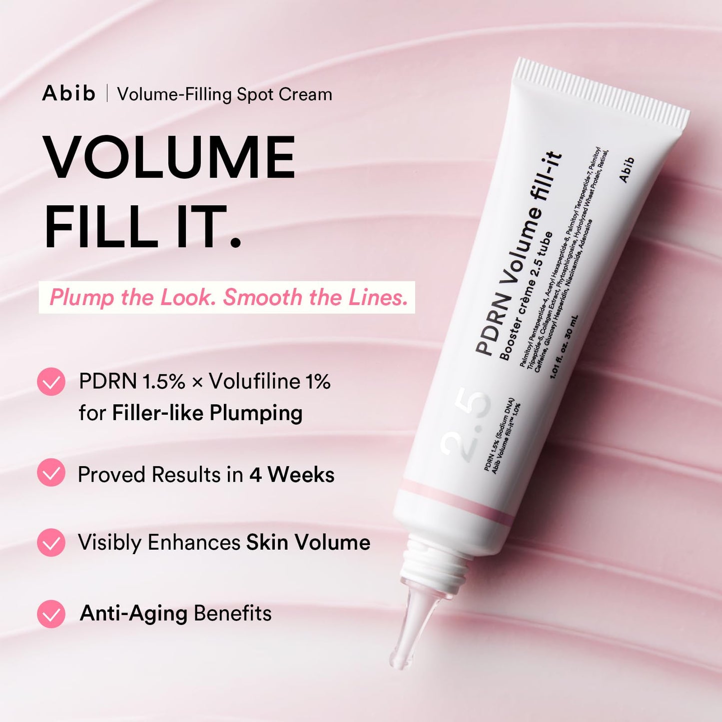 Abib PDRN Volume fill-it Booster Cream 2.5 tube | Facial Volume Plumping with PDRN 15,000ppm