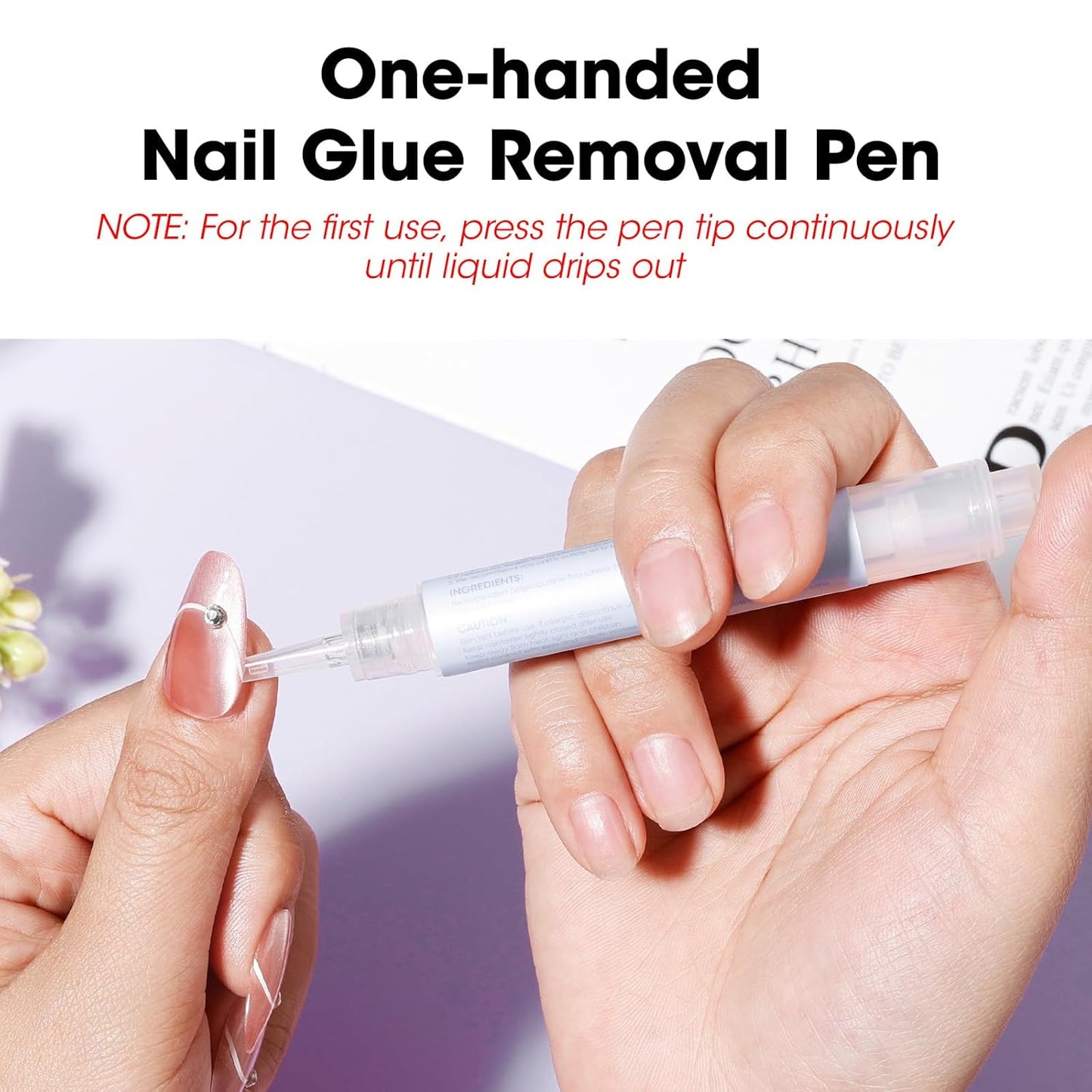 Gellen Nail Glue Remover, 2 Pcs Upgraded Glue Remover Pen for Press on Nails, Non Acetone Press on Removal, 10s Quick Remove for Nail Tips Fake Nails Solid Glue Gel