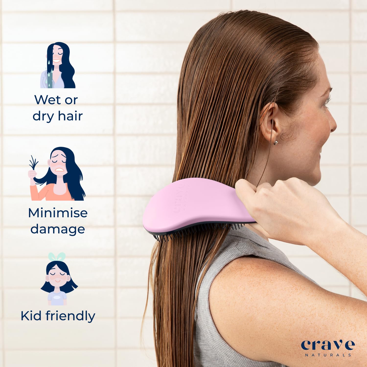 Crave Naturals Glide Thru Detangling Brush For Natural, Curly, Straight, Wet or Dry Hair - Gentle