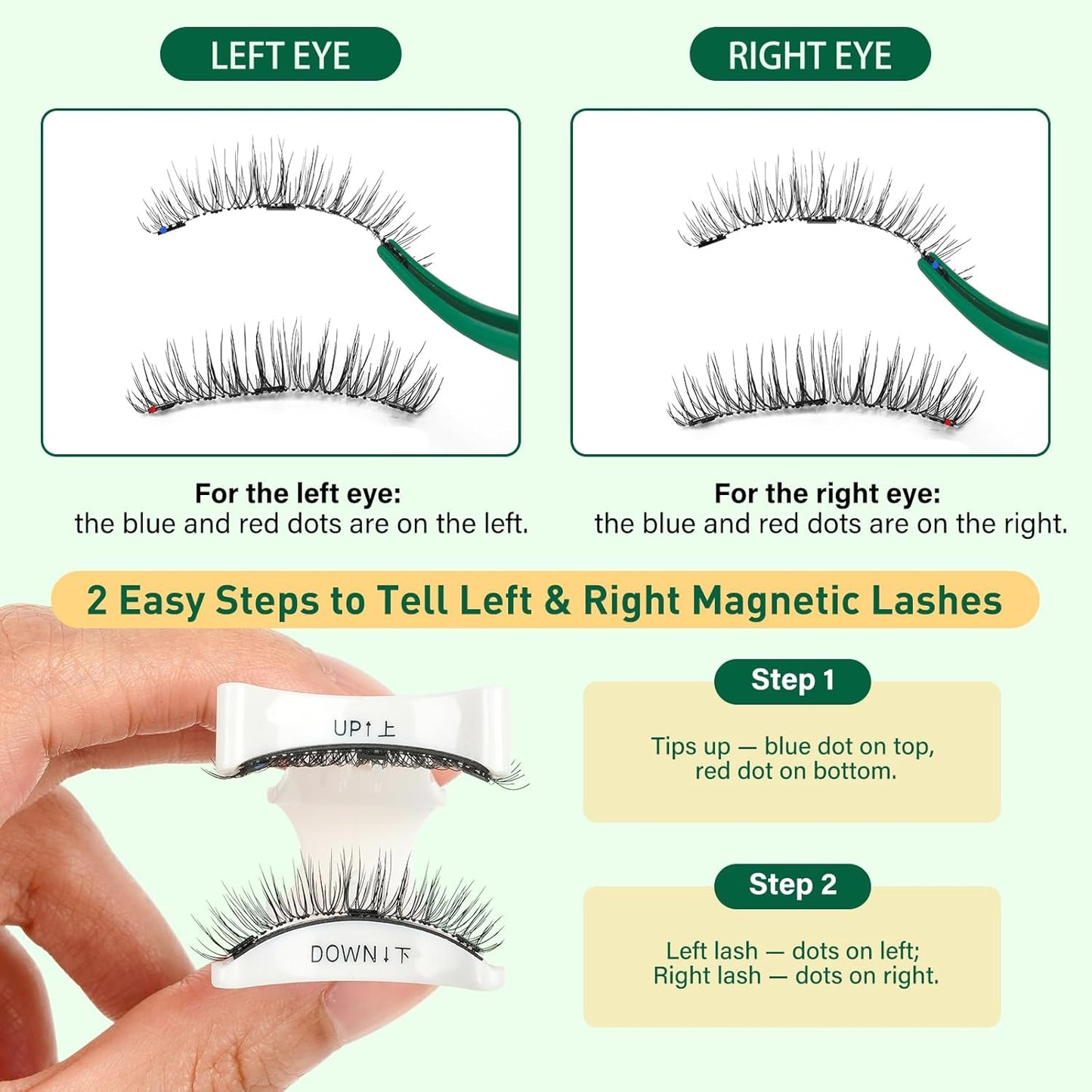KEYYOU Reusable Magnetic Eyelashes 2 Pair with Applicator No Glue Needed 3D Natural Magnetic Lashes, Easy to Apply & Long Lasting for Daily Use & Events(A01+A01)