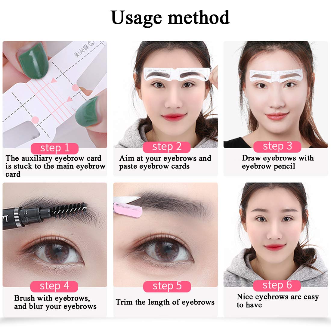 128 PCS Eyebrow Stencil 4 Styles Eyebrow Shaping Stickers Adjustable Eyebrow Grooming Template DIY Brows Guide Makeup Tool