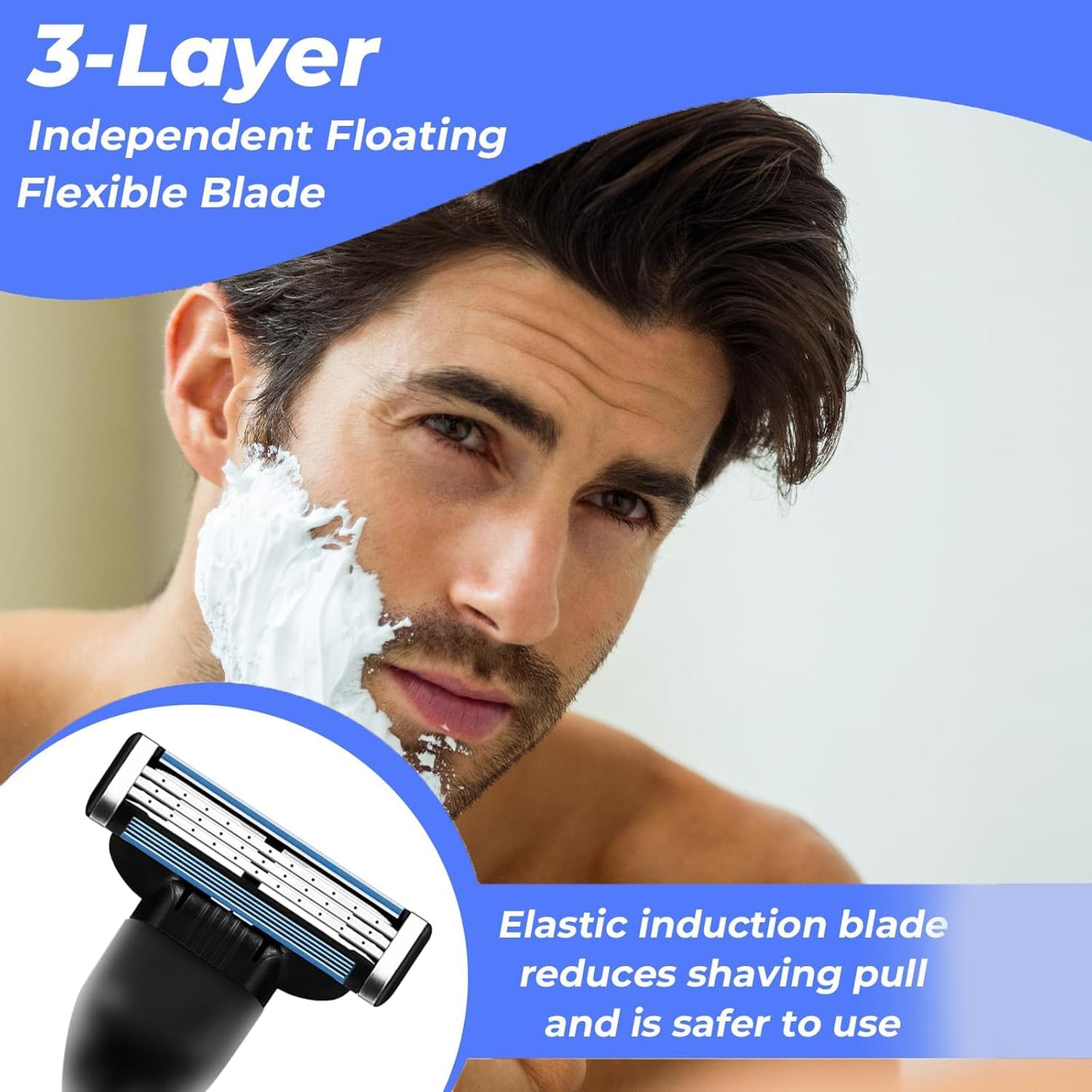 Razor Blades for Men - 24PCS Precision Compatible With Mach3 Razor Blades Refills for Men - Compatible With Mach 3 Razors, Dual Lubrication Blade for Close & Comfortable Shave.