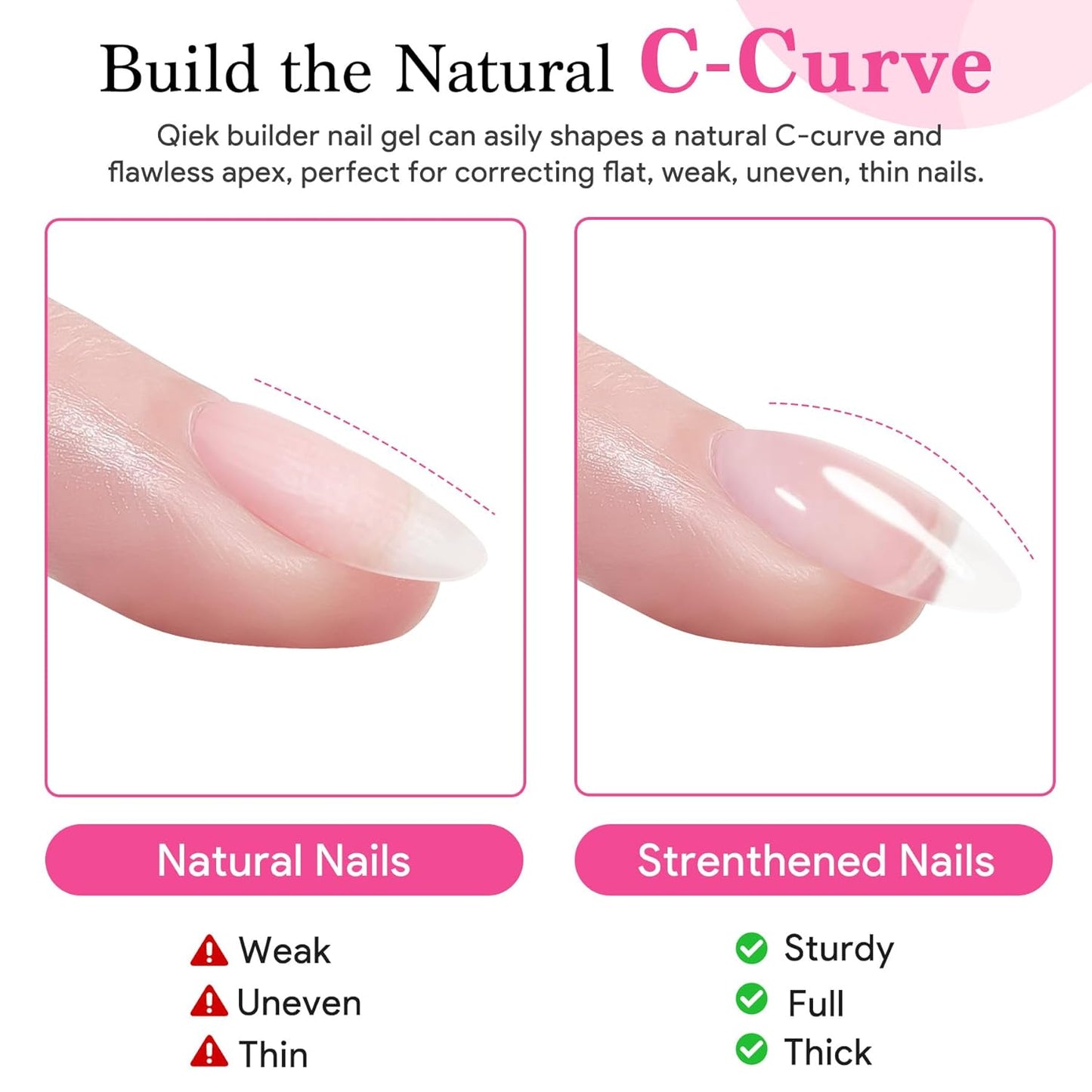 Builder Nail Gel, 7-in-One Builder for Nails Crystal Clear Strengthener Glue Apex Enhancement Extension Hard Building Gel LED Lamp Cured Rubber Base Coat for DIY Beginners& Salon Manicure 0.54 OZ