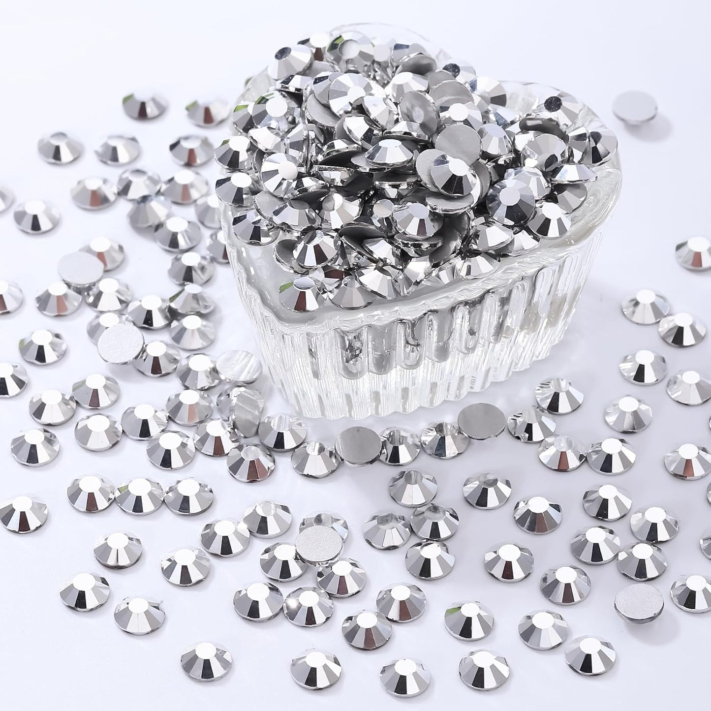 Silver Flatback Rhinestones, Glass Rhinestones for Nail Art and Craft, Glue Fix, Loose Crystal Gemstones(Silver, SS30, 288pcs, 6.4-6.6mm)
