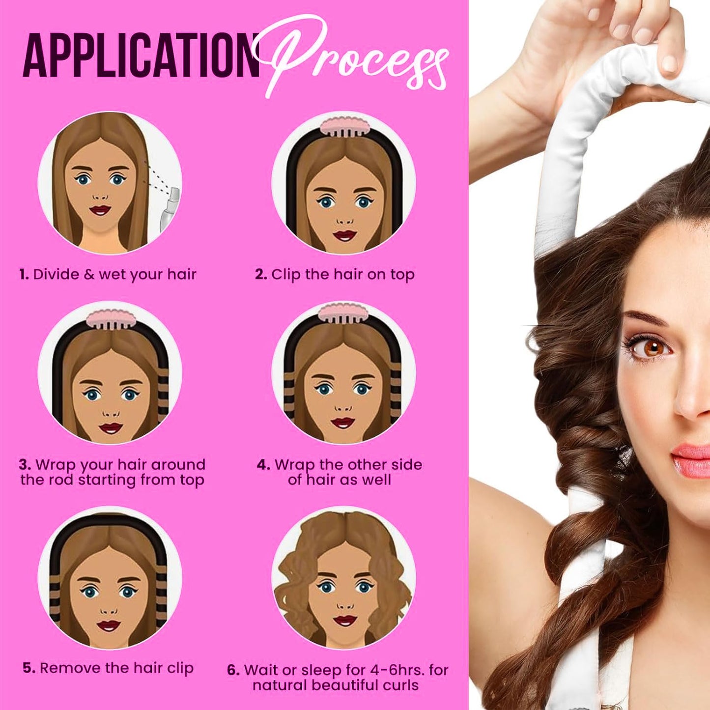 Heatless Hair Curler, Satin Hair Rollers for Heat less Curls Overnight, Premium Satin for No Heat Curls, Overnight Heatless Curling Rod to Sleep In, Silky Curlers with Clip and Scrunchies