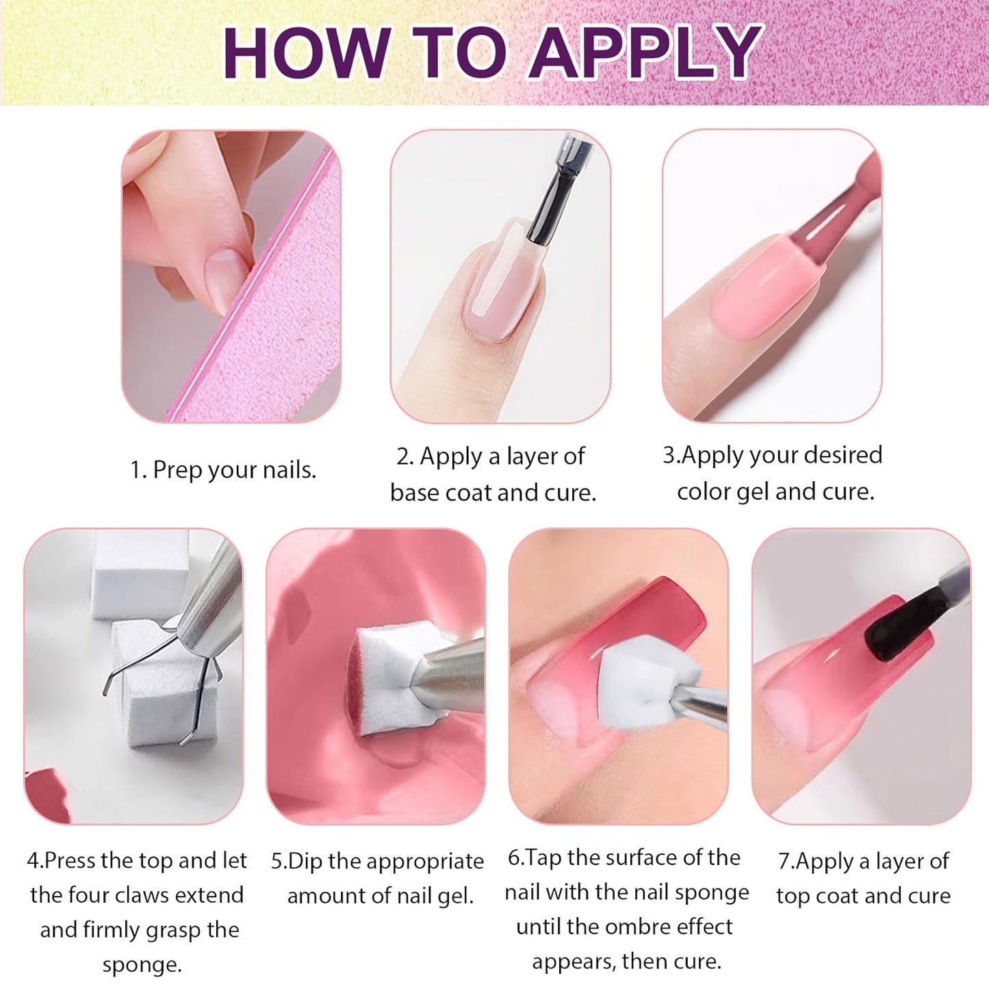 Gradient Painting Gel, 9 Colors Ombre Gel Nail Polish Sponging for Pigment Pat Nails Aura Nails French Manicure Long-lasting Home Salon DIY Nail Art Fluorescent