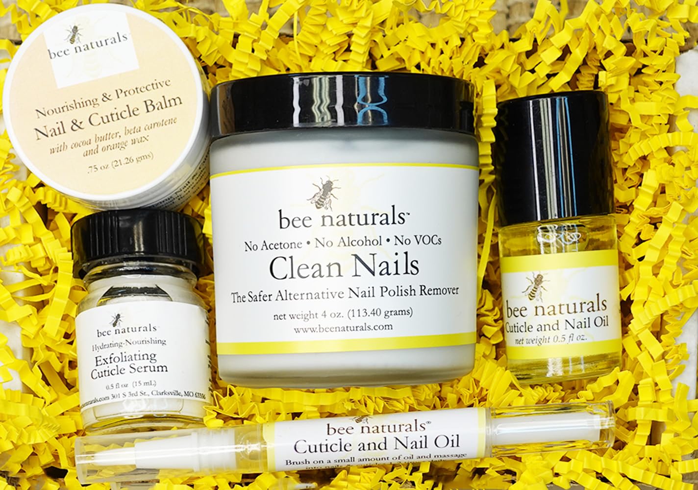 Bee Naturals Natural Nail Care Kit - Natural & Non-Toxic Nail and Cuticle Care Set with Vitamin E - Softens & Protects - Ideal Gift for Repairing Cuticles and Nails
