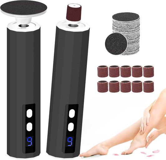 Electric Foot Callus Remover, 2-in-1 Electric Foot Filer/Nail Filer, Callus Remover for Feet with 40Pcs+10Pcs Sandpaper Discs, Professional Pedi Feet Care Perfect for Dead Skin Calluses Gift (Black)